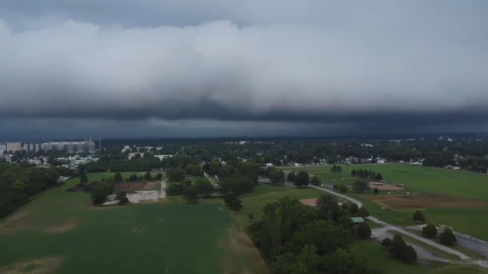 The north-facing camera shows storm clouds above the city of Fostoria. Video courtesy of the Fostoria Free Press.