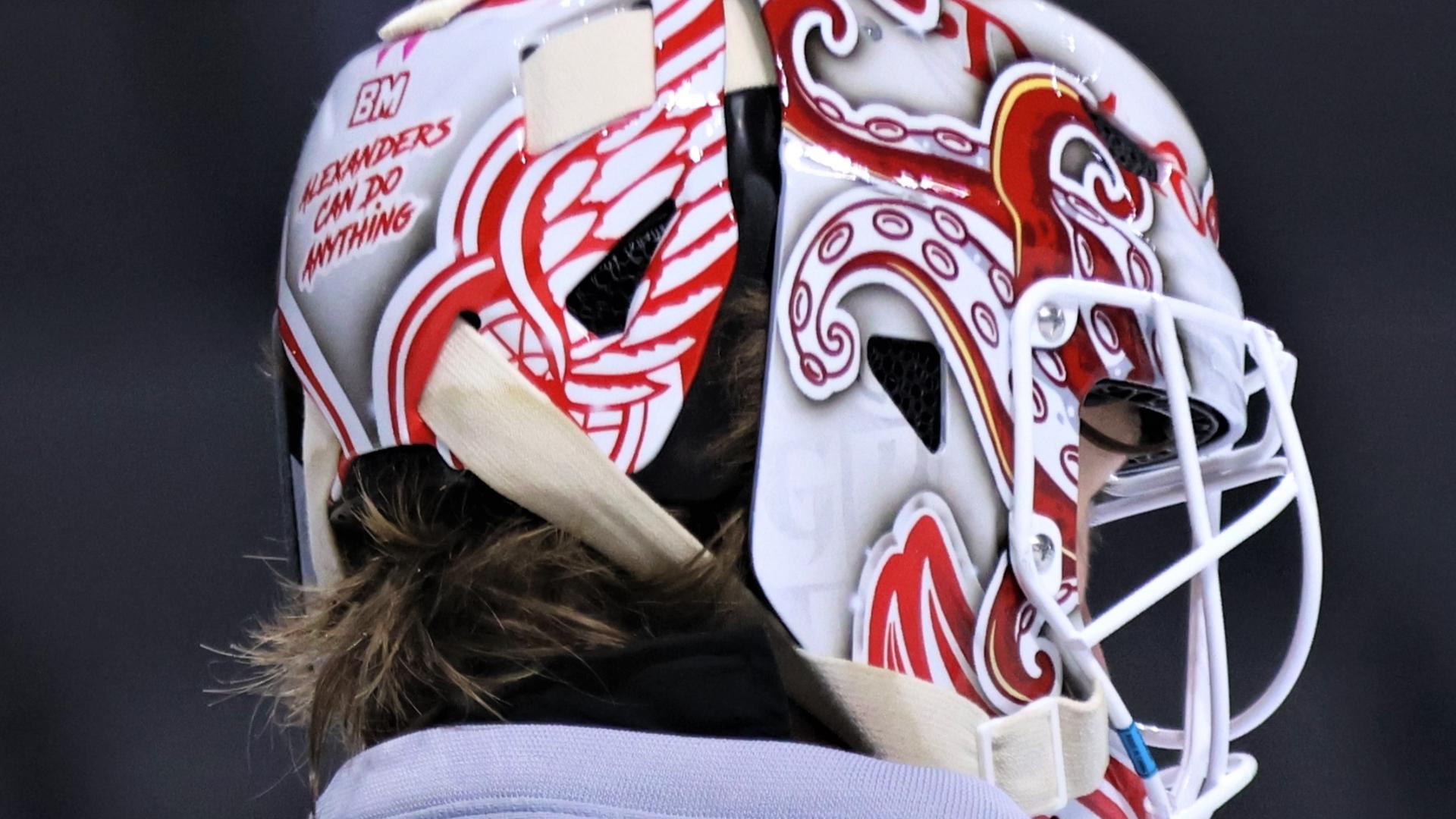 Check out Red Wings goaltender Gage Alexander's eyecatching mask
