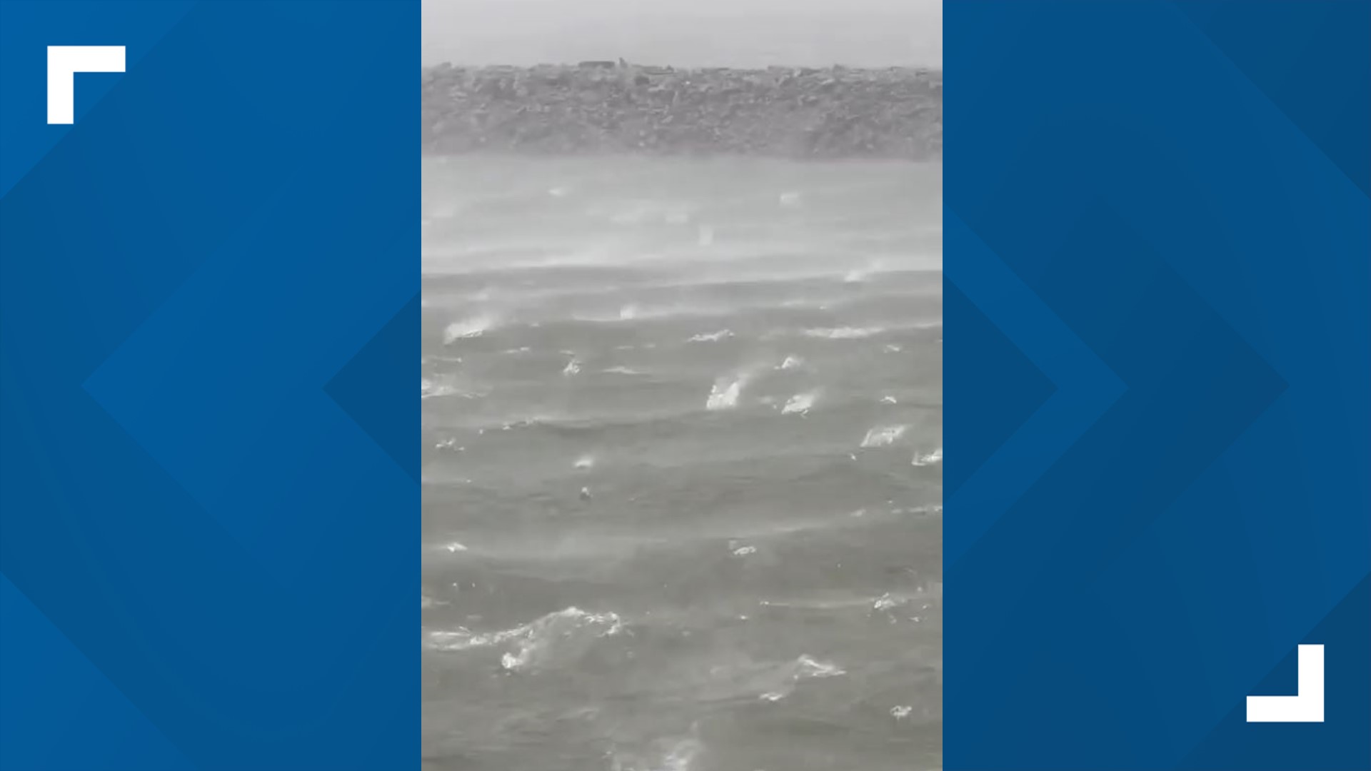 Huge hailstones rain down on Lake Erie in Oregon, OH on Thursday evening.