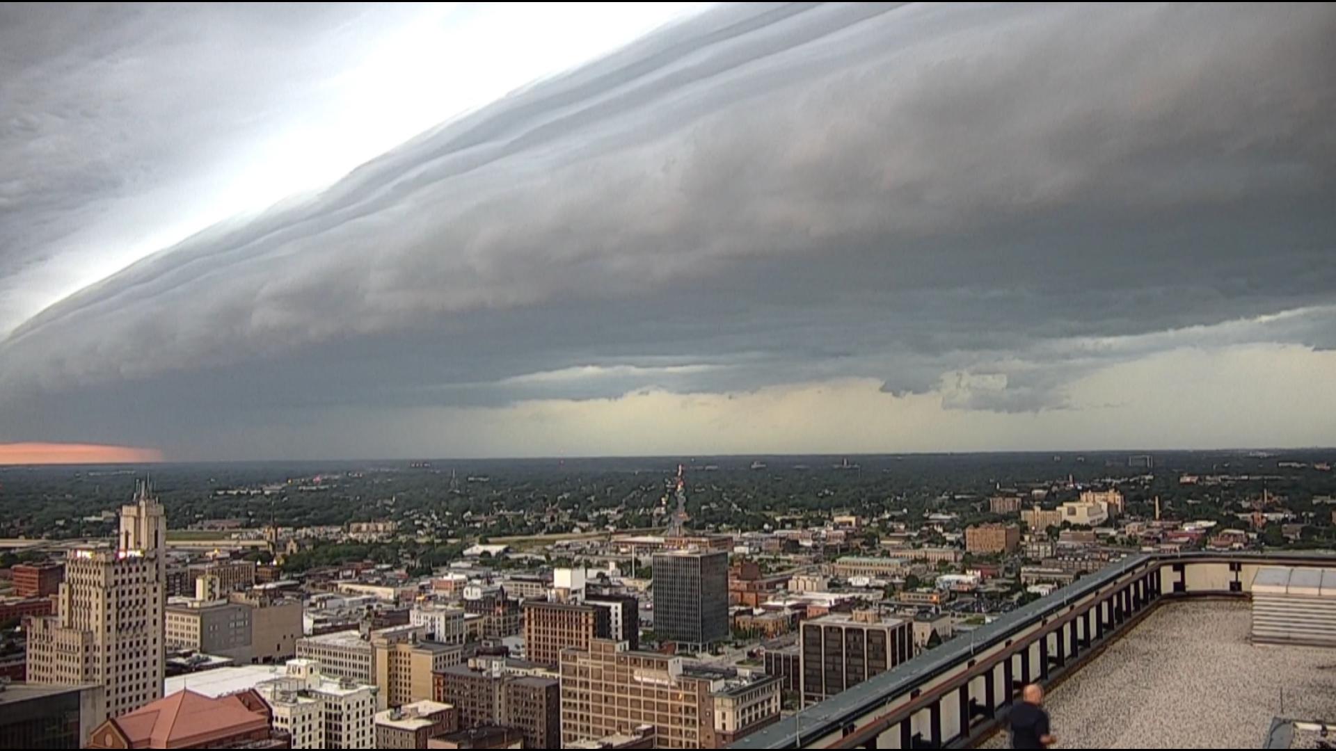 A storm on Tuesday, June 25, brought a shelf cloud through northwest Ohio. Here's what it looked like from downtown Toledo.