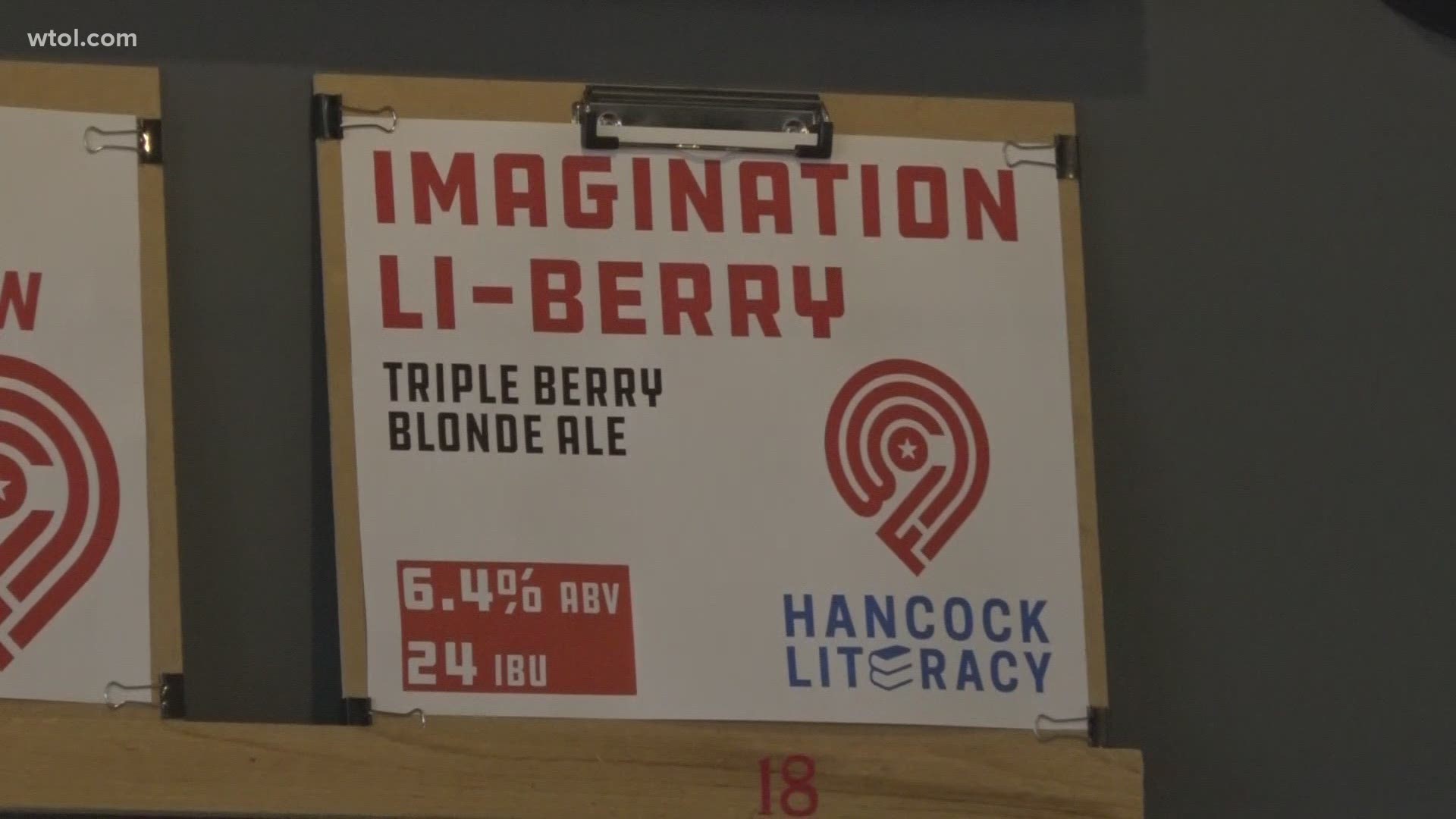 The new beer, Imagination Li-Berry, is a Triple Berry Blonde Ale. Proceeds will support youth and adult literacy programs in Hancock County.