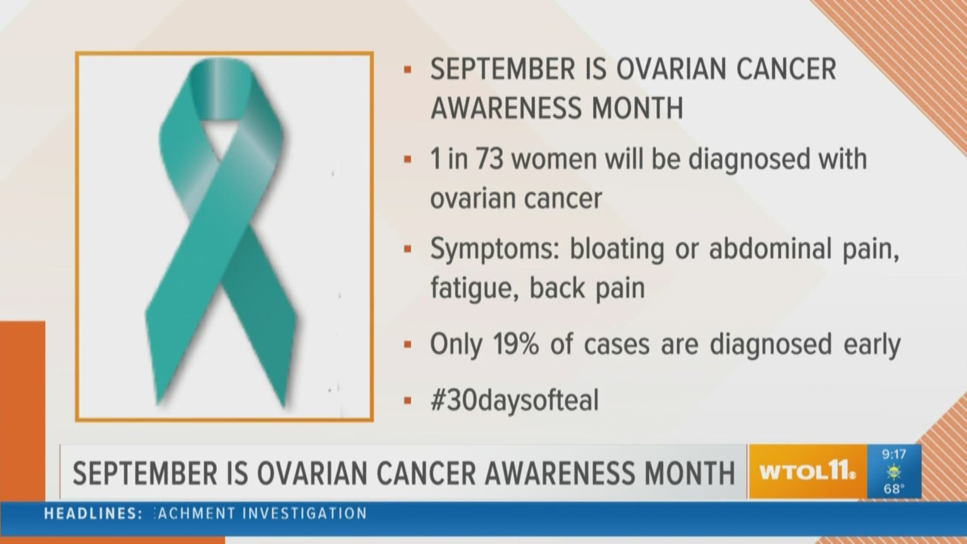 September is Ovarian Cancer Awareness Month. Take a stroll to help women fighting ovarian cancer at the Ellen Jackson Ovarian Cancer Walk this Saturday!