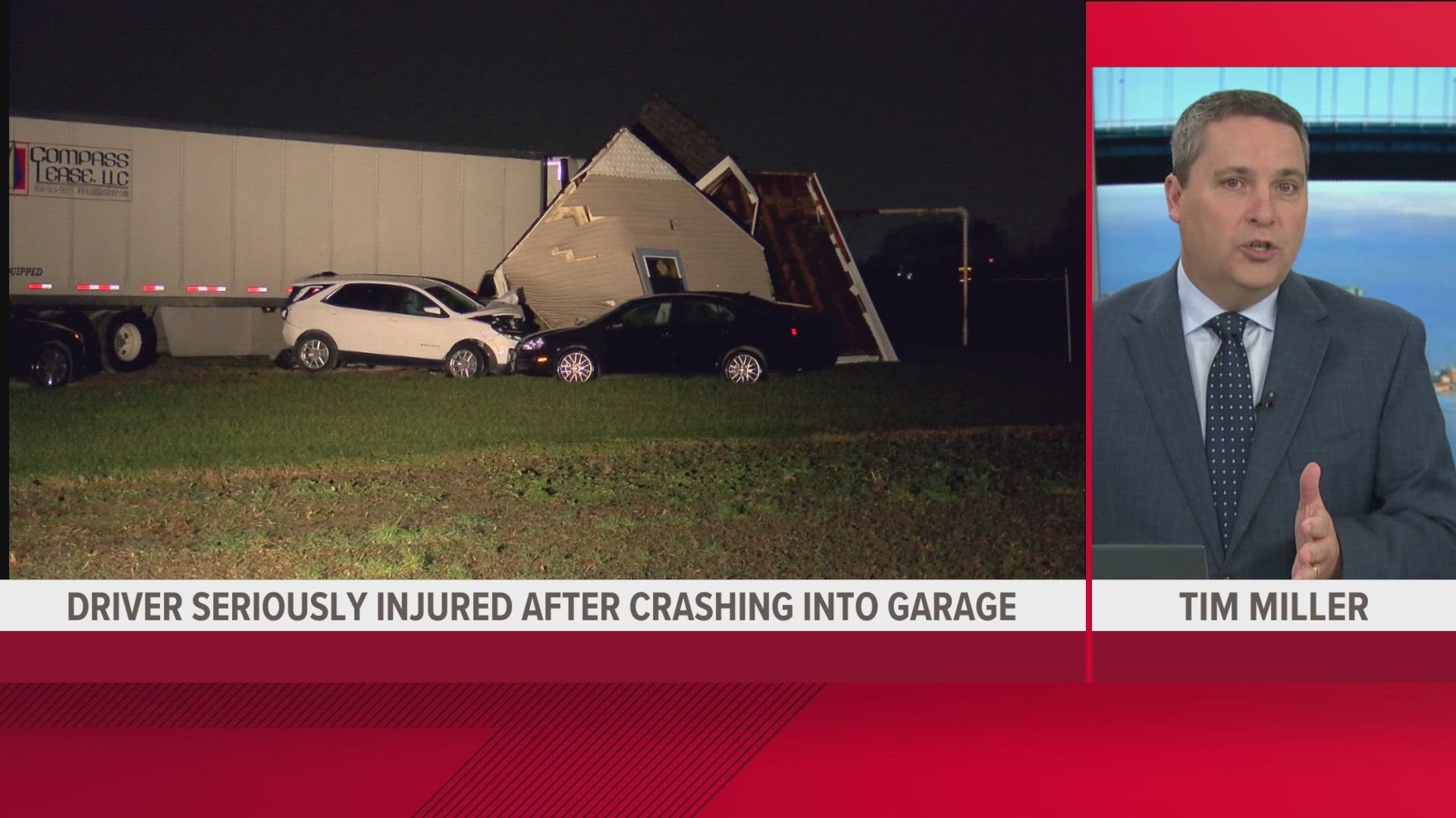 Although the garage was left destroyed, no one inside the home was injured. The driver suffered serious injuries.