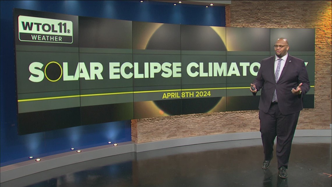 How will the climatology of early April affect total solar eclipse