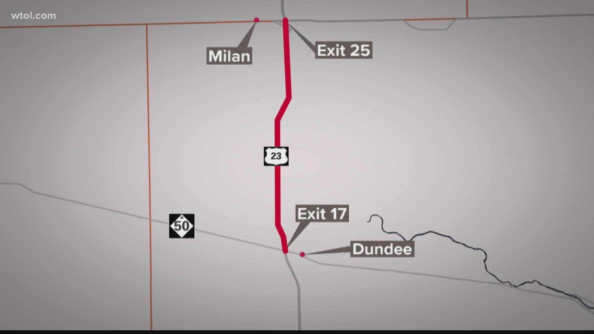 Portion of U.S. 23 in Michigan closed for multiple weeks