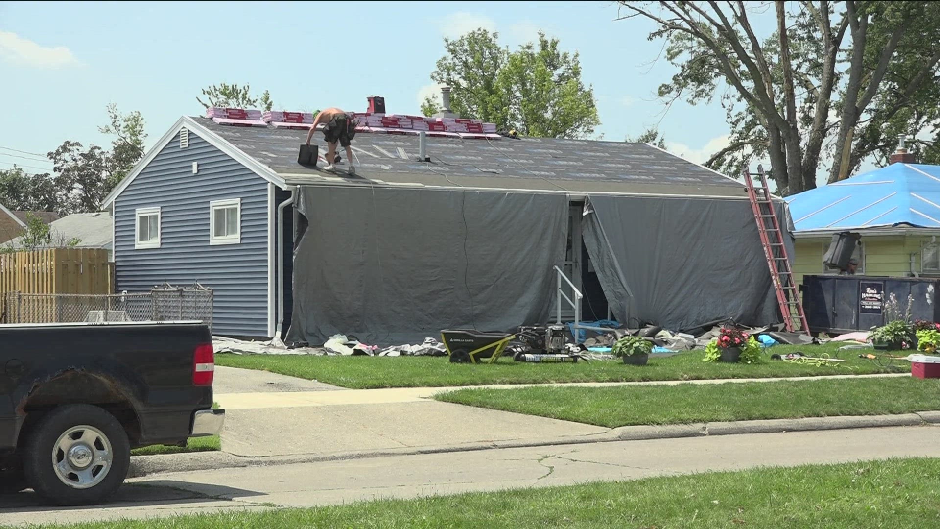 City officials said they've already discovered dozens of scammers trying to take advantage of Point Place residents who need help with storm-damage repairs.