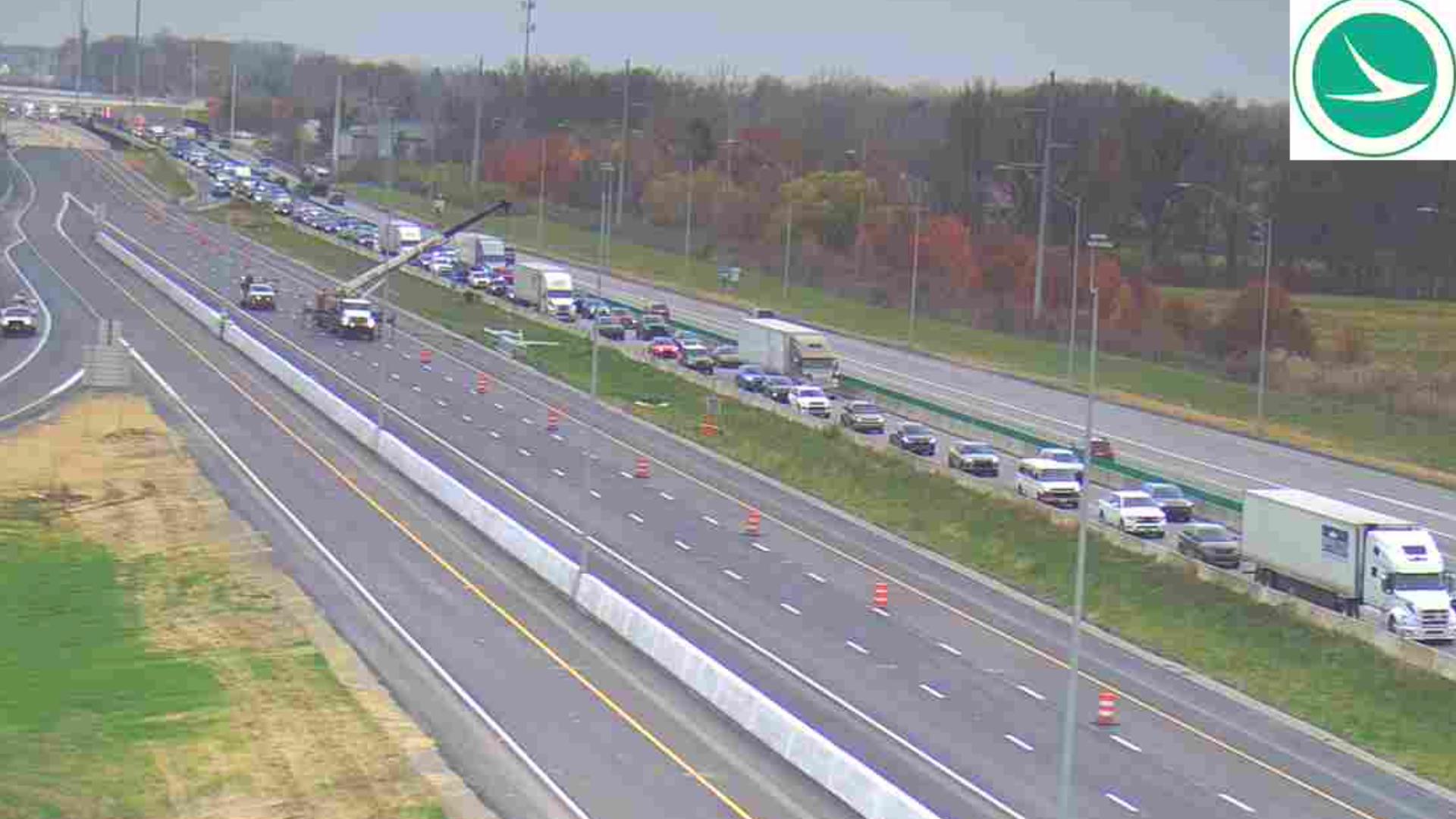 ODOT said exit ramp closures on Sunday caused traffic backups on I-475 from Dorr St. to Perrysburg.