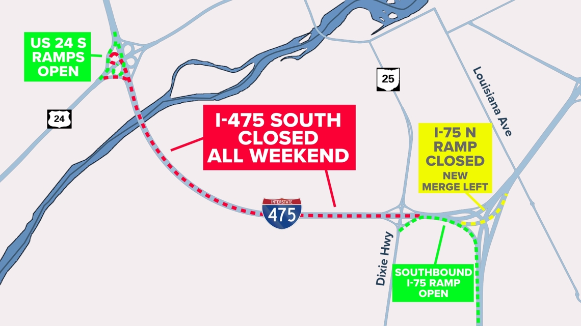 I-475 south closure postponed again due to forecasted rain, ODOT says