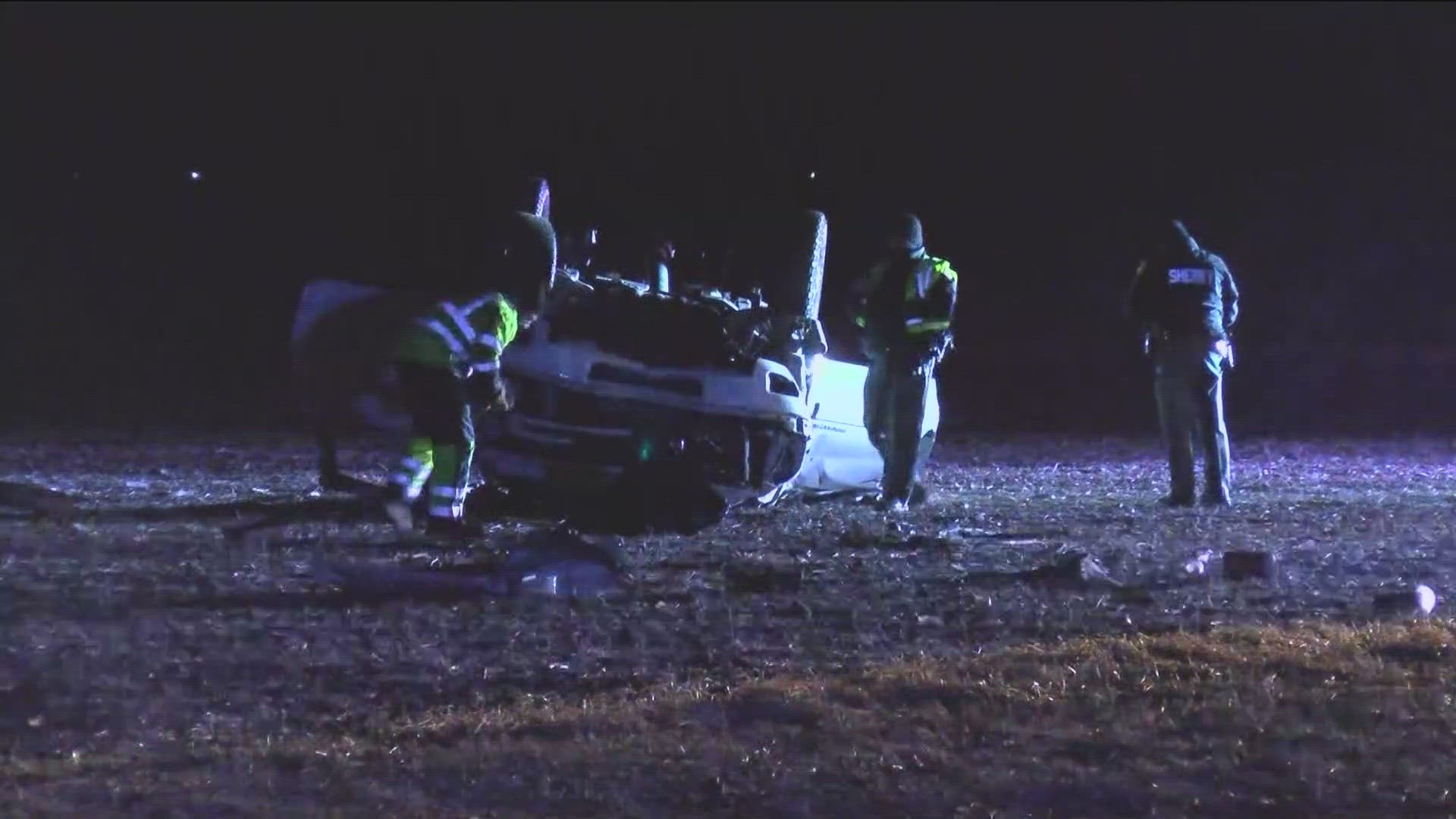 The injured person was taken to the hospital after being extricated from a vehicle in a field near Bowling Green and Housekeeper roads in Center Township.