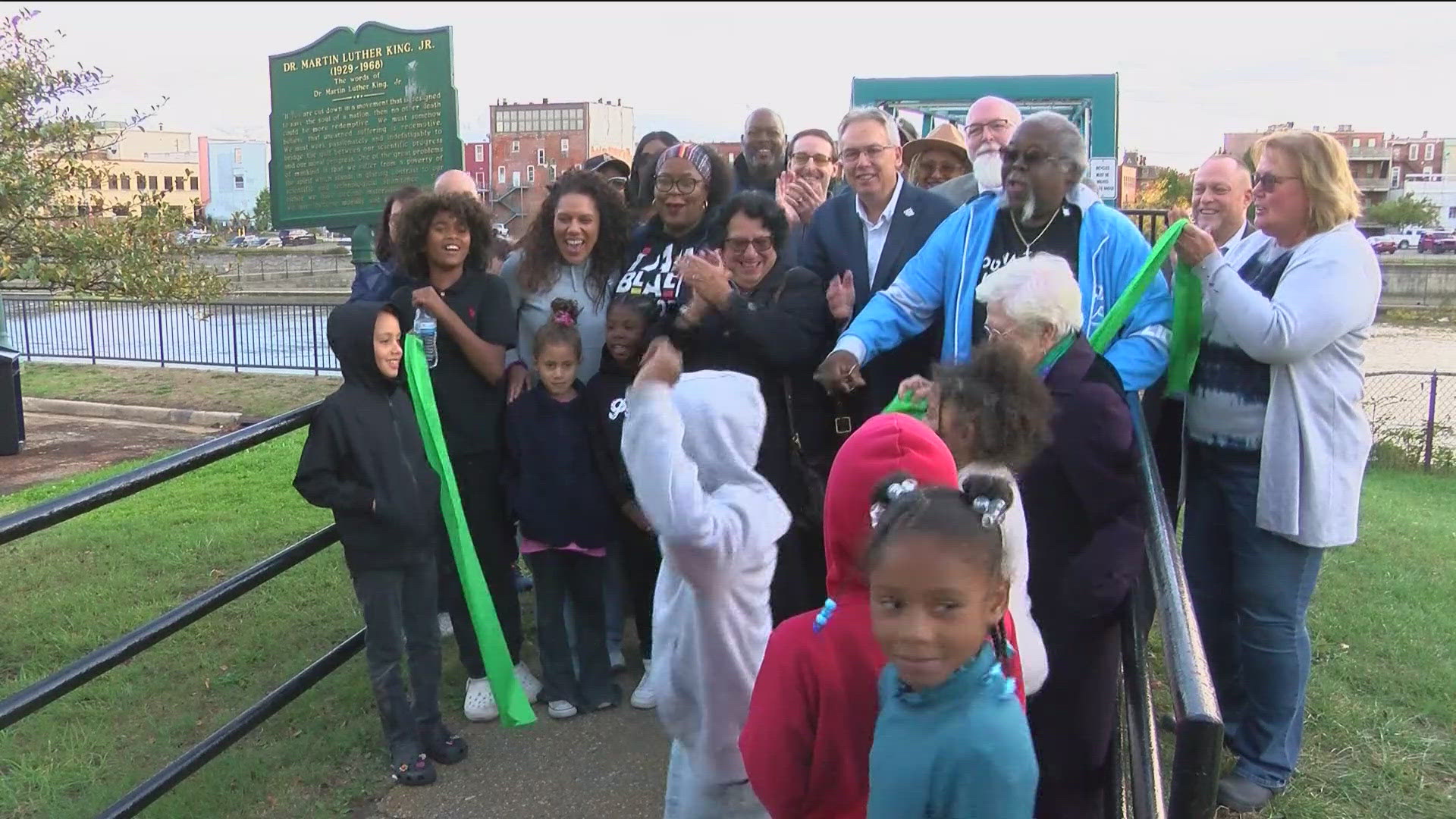 The Martin Luther King Jr. Memorial Footbridge in St. Mary's Park received new paint, fencing and lights to make it more accessible at night.