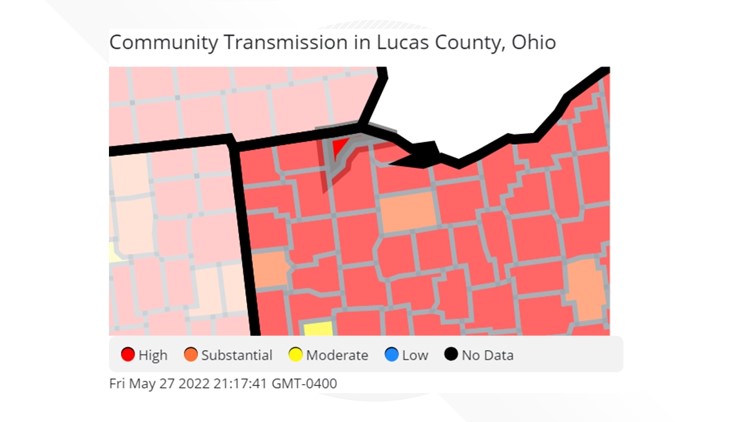 Lucas, Wood counties designated as transmission level 'red' by CDC