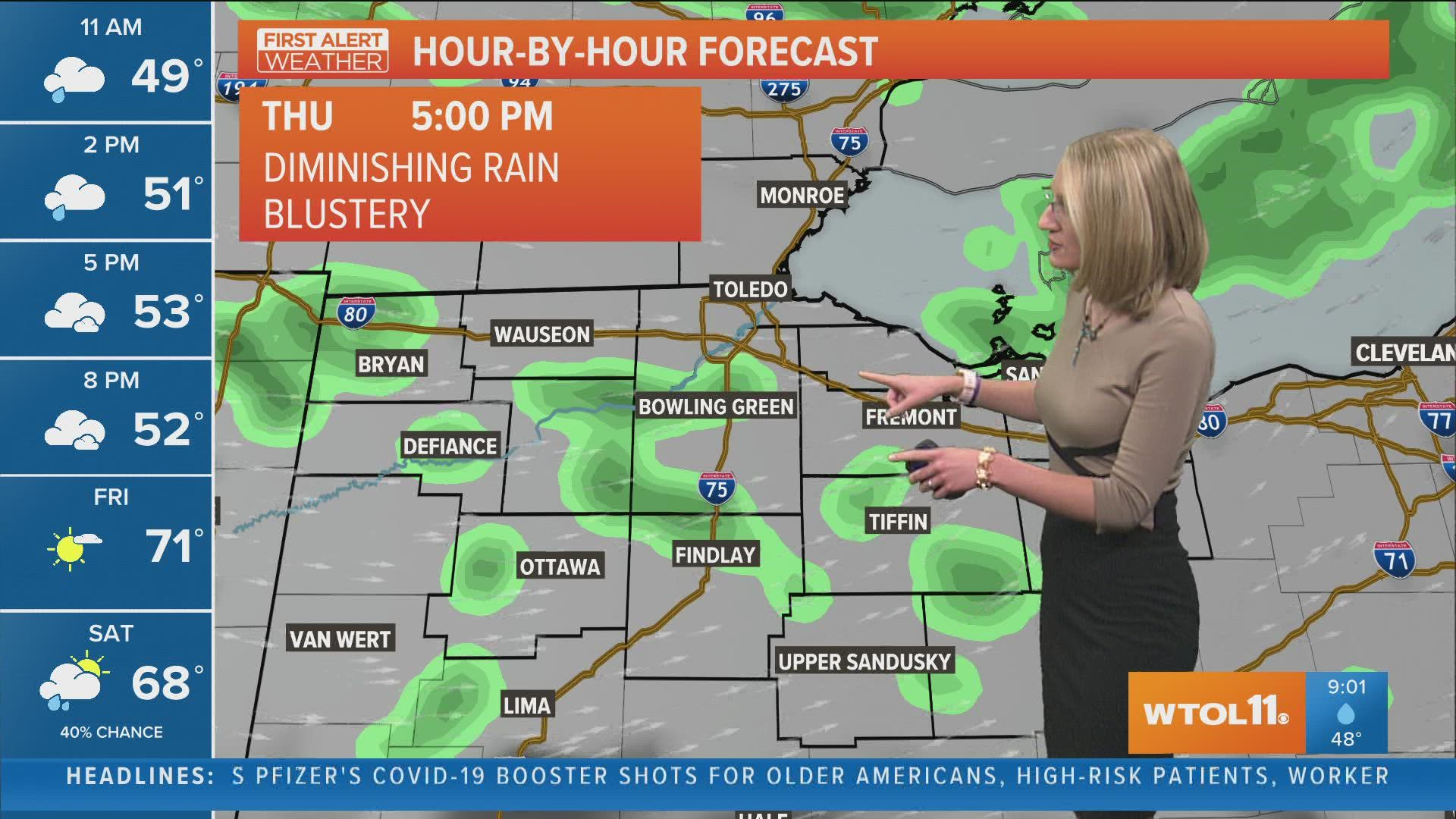Rain is still in the forecast for today, but the bulk of it has passed. It will be another cool, fall-feeling day.