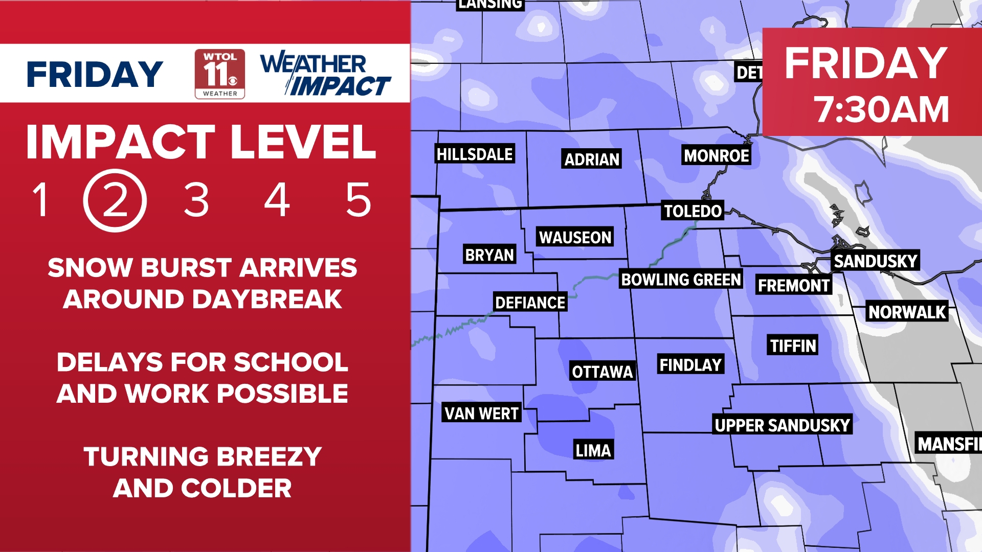 Weather Impact Alert Day for Friday as snow may impact the morning ...