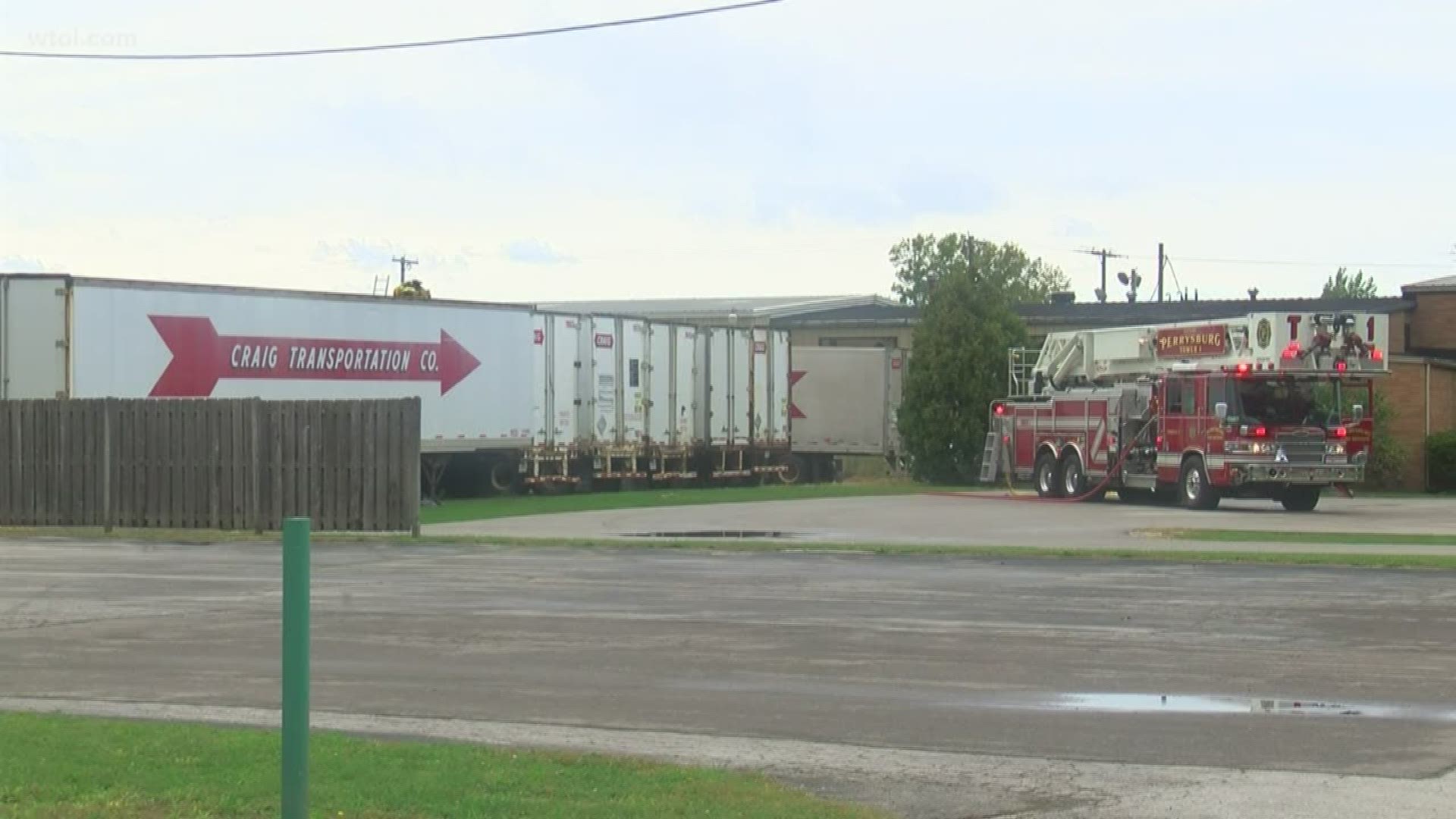Flames broke out in the industrial area Saturday afternoon.