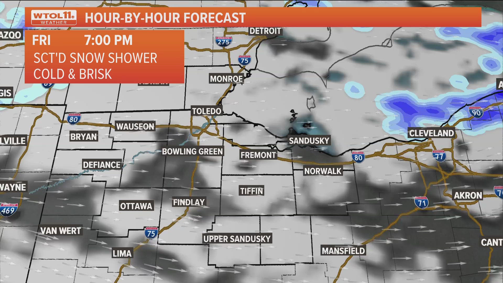 While cities in eastern Ohio and western Pennsylvania and New York will be getting some serious snow, a few flurries will fall in northwest Ohio.