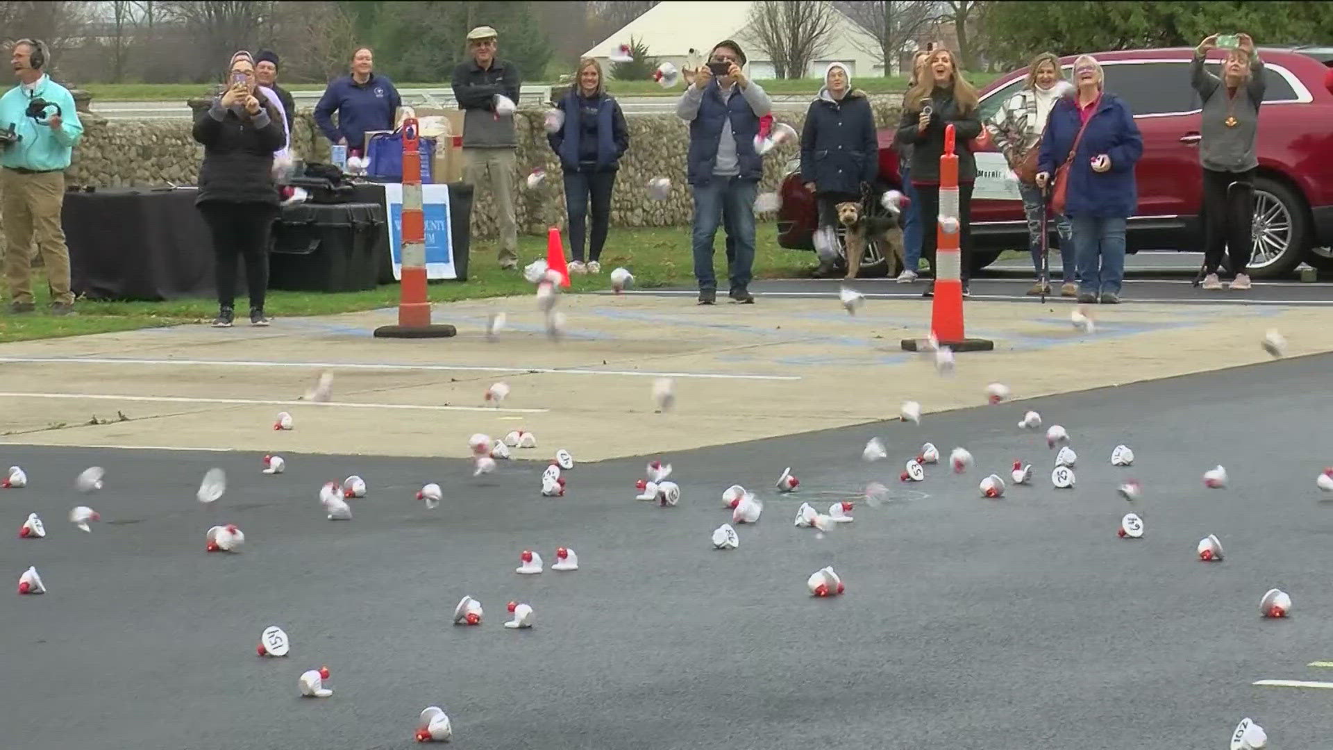 WTOL 11 Photojournalist Christie Swartz gives us a look at the museum's WKRP-style turkey drop.