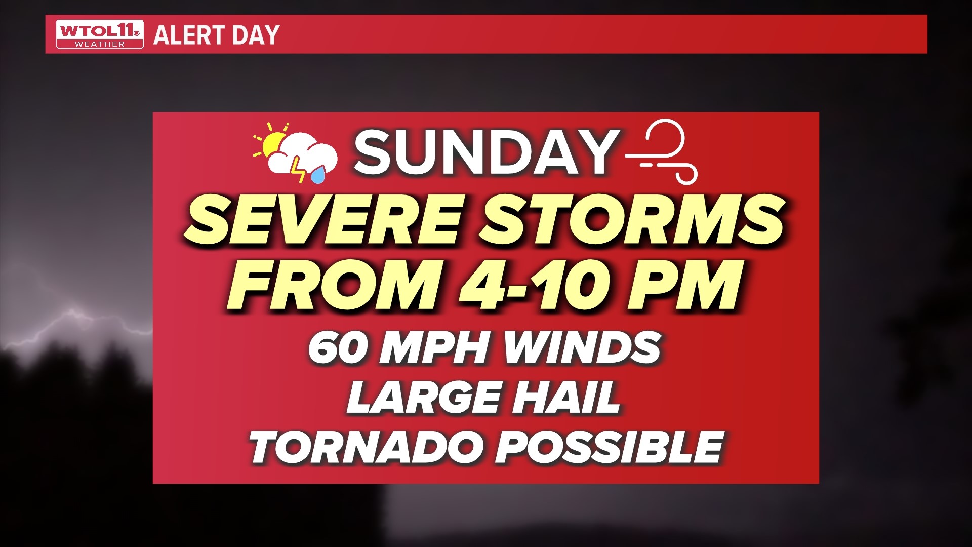 Potentially damaging and severe thunderstorms are pushing through the region this evening. The threat of severe damage should be over by the time you go to bed.