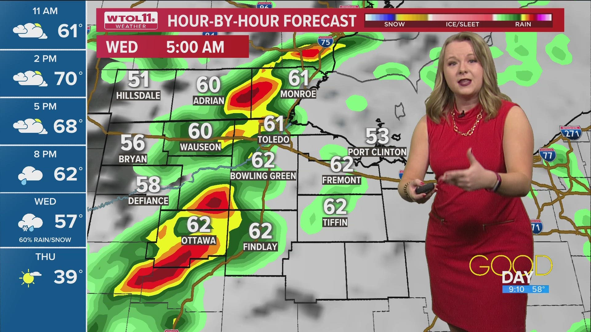 Thunderstorms with high winds and large hail are possible Tuesday night for an ALERT DAY. Temps to cool drastically Wednesday.