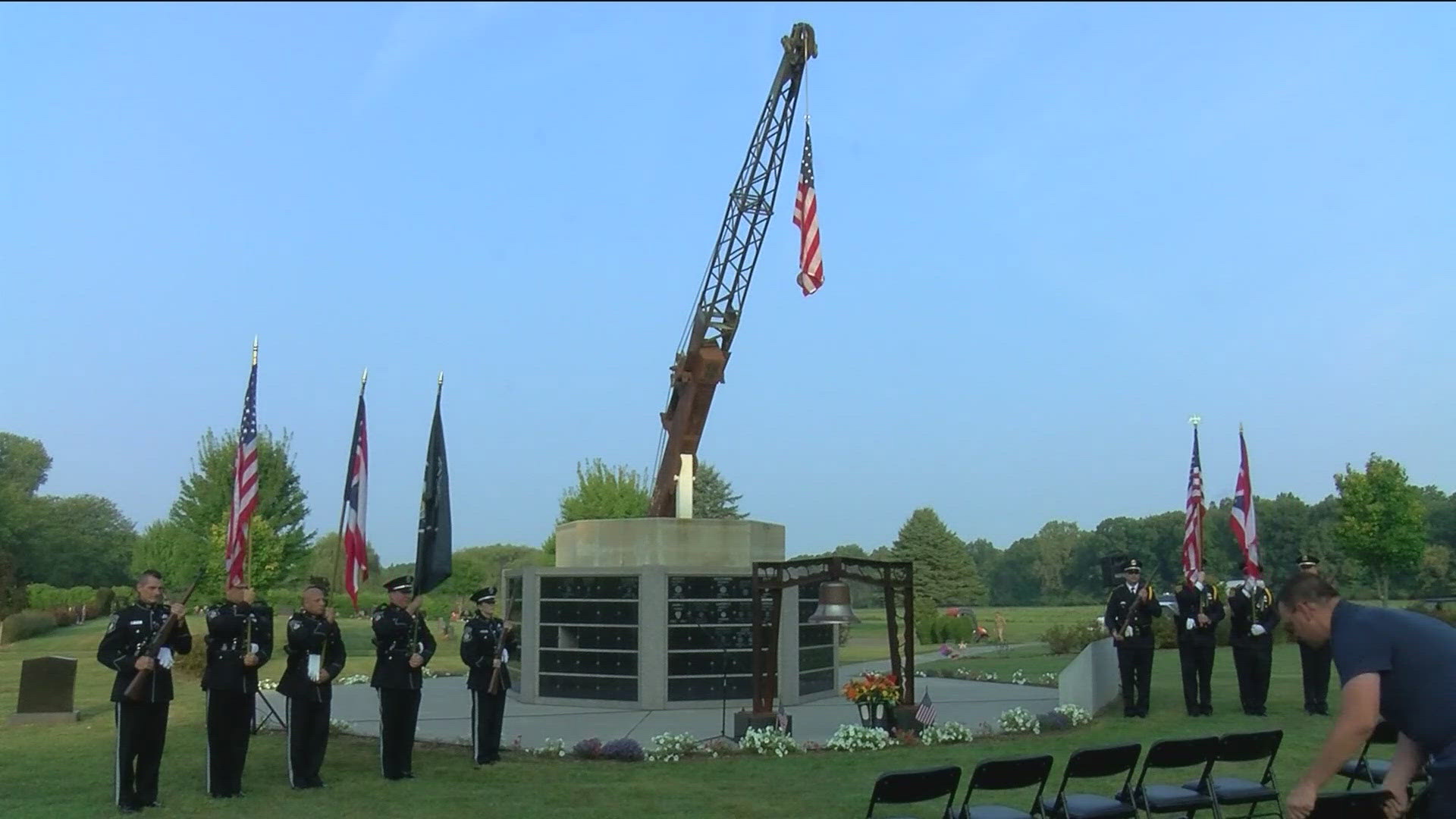 The First Responders Memorial at Toledo Memorial Park is made up of first responder graves along with a portion of the wreckage found in the 9/11 aftermath.