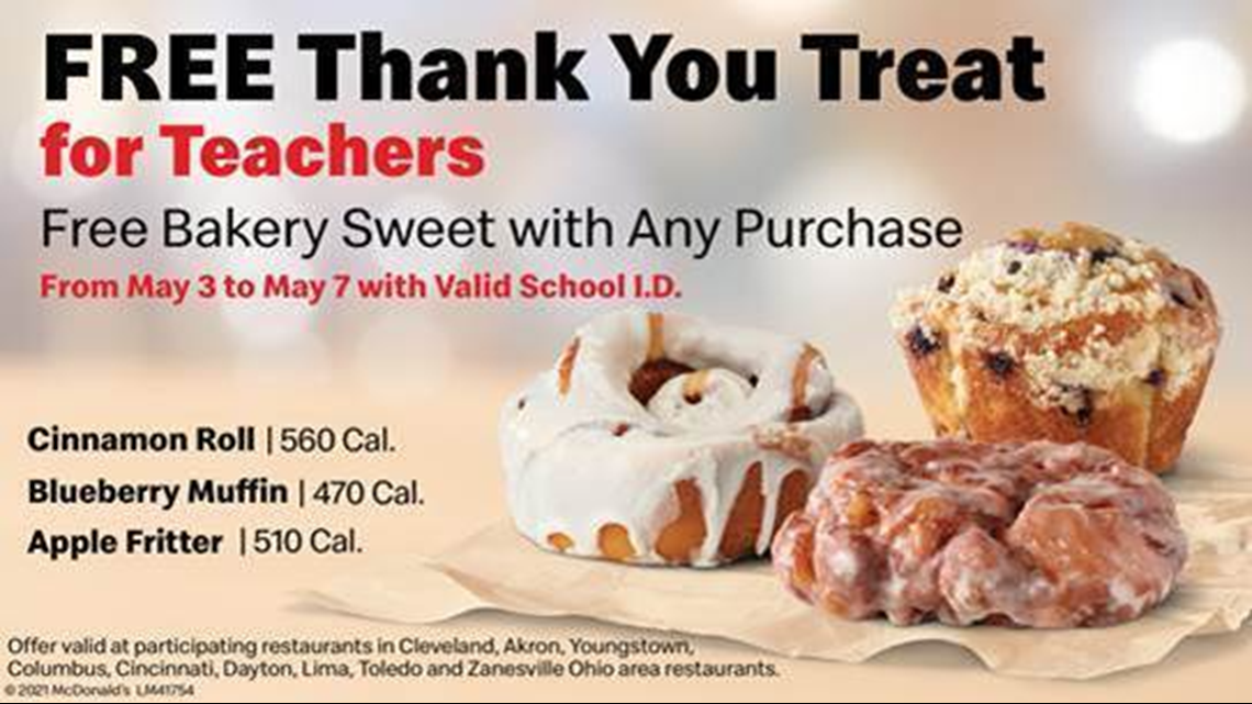 McDonald's saying thank you to Teachers with free bakery item