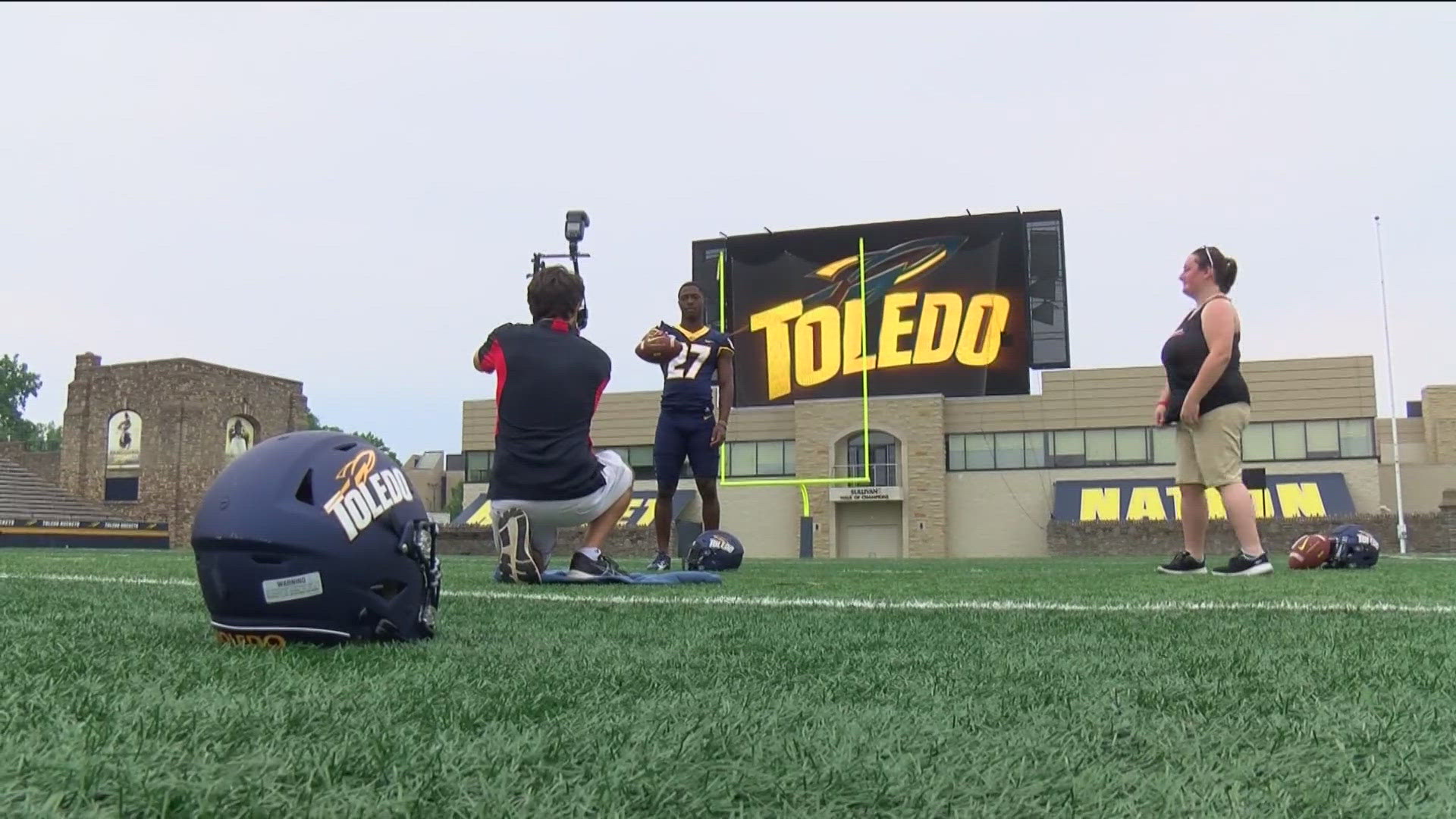 Former Toledo Rocket Quinyon Mitchell was selected by the Eagles in the NFL Draft. Back home, his teammates and school celebrated the occasion.