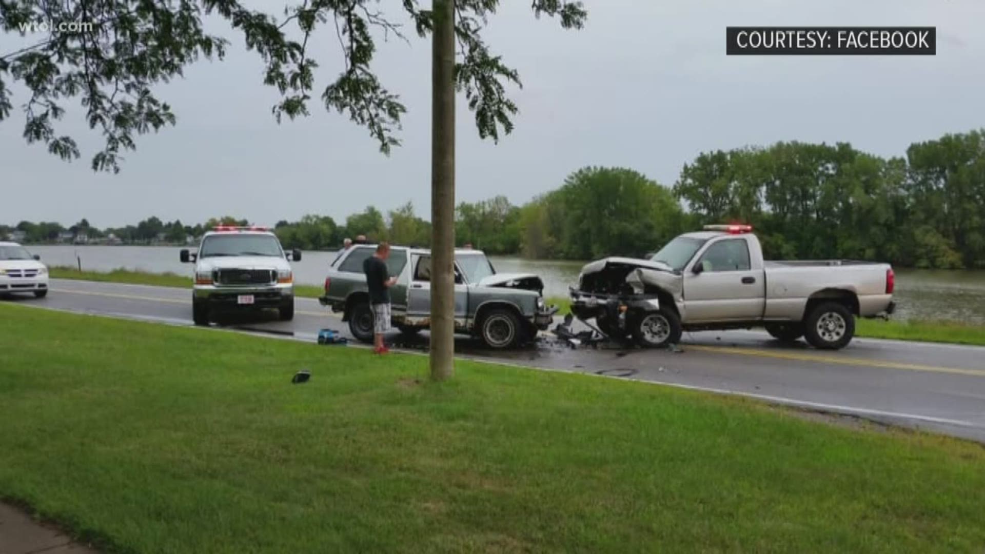 According to the township's Facebook post, a driver passed a pulled over car and ran into the fire department's pickup truck.