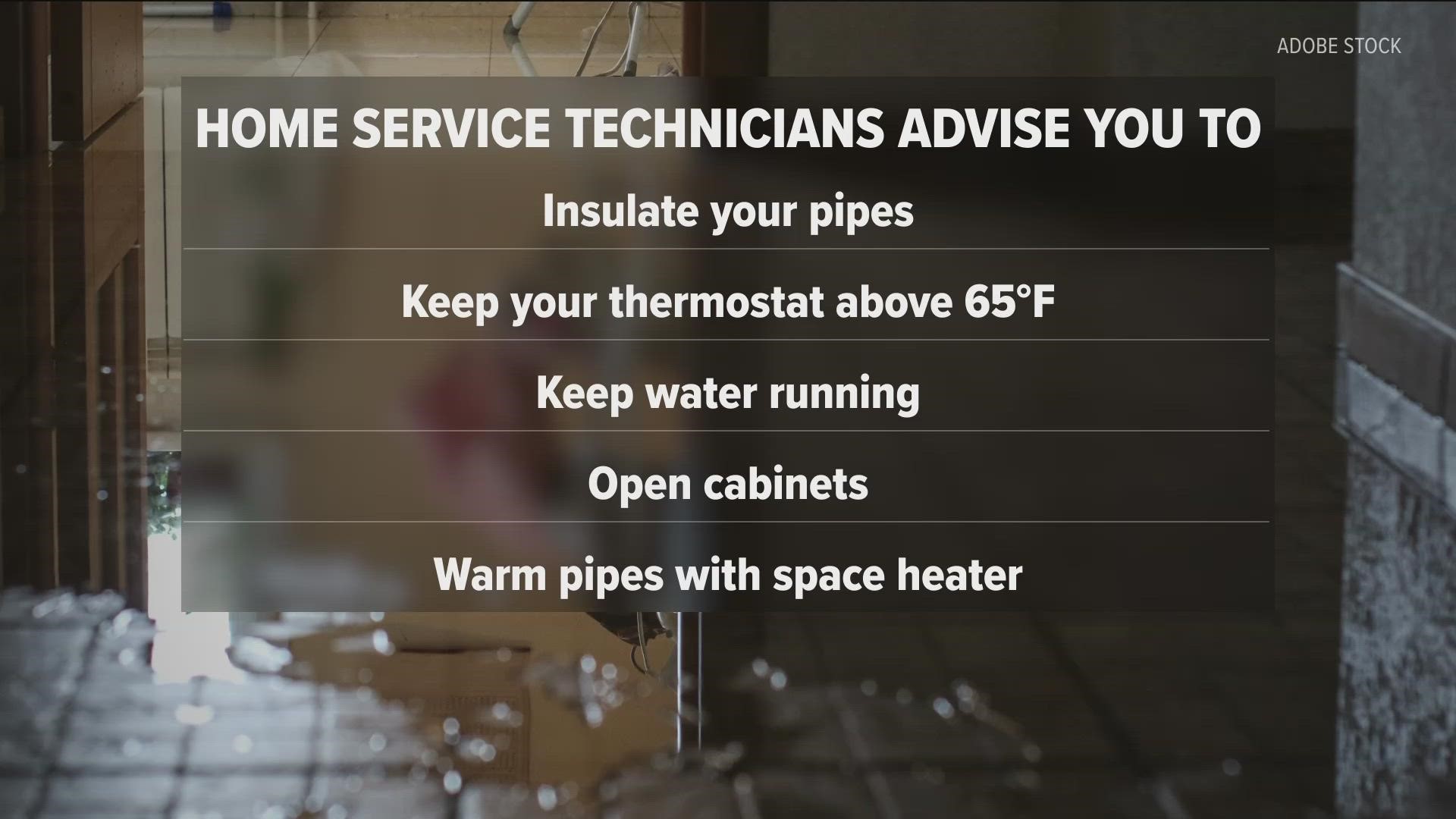 A local home service technician said insulation and heat tape can be used to wrap pipes, among other preventative measures.