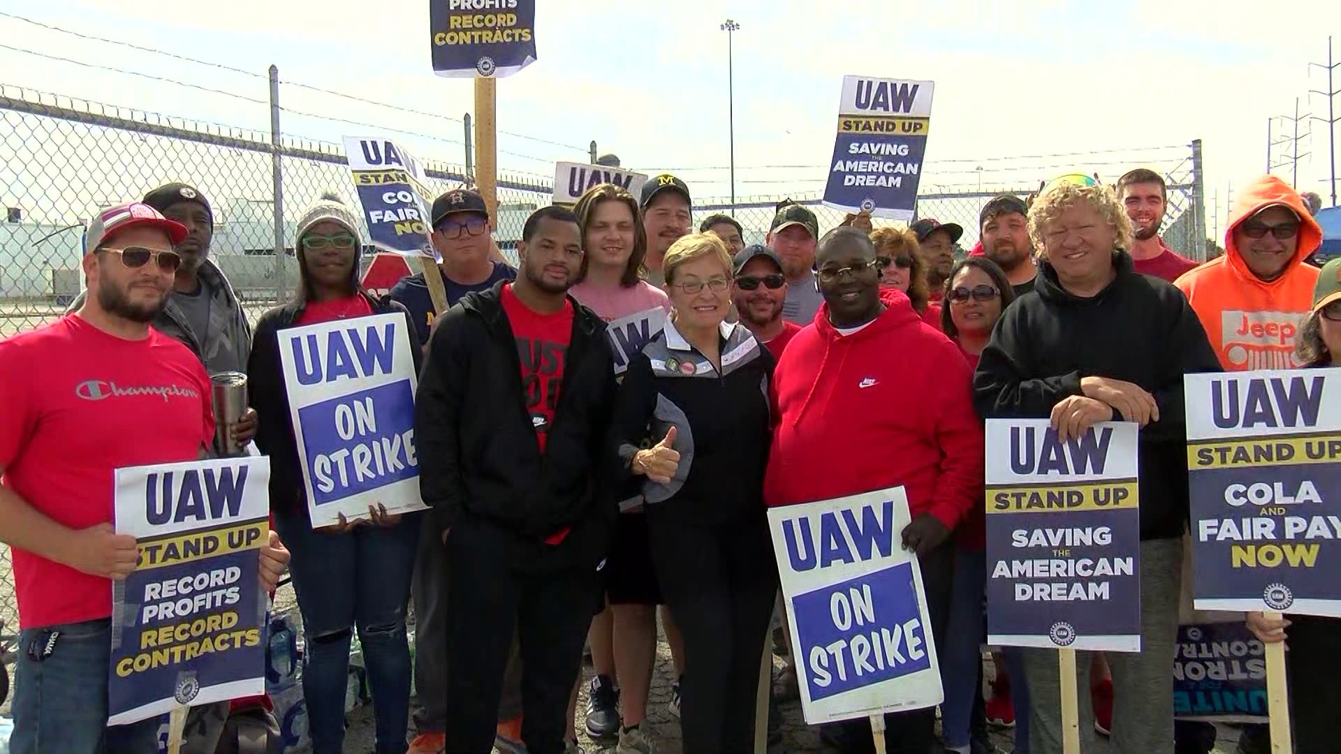 U.S. Rep. Marcy Kaptur, D-Toledo, visited the picket lines at the Toledo Jeep Assembly Plant on the second day of the UAW strike Saturday morning.