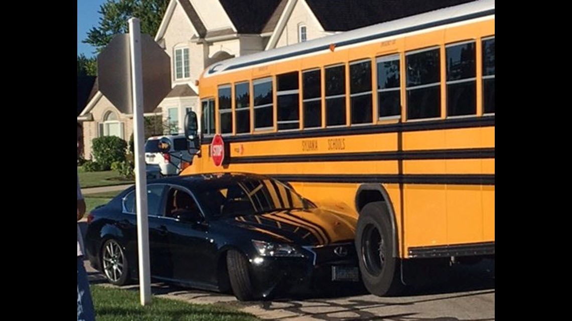 School Bus Hits Car While Turning Too Sharp, No Injuries Reported ...