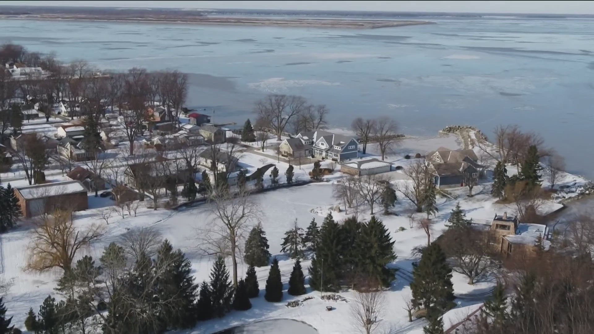 Record-low Lake Erie ice cover has caused erosion to coastlines during the winter months. Ice cover typically protects shorelines from wind and water damage.