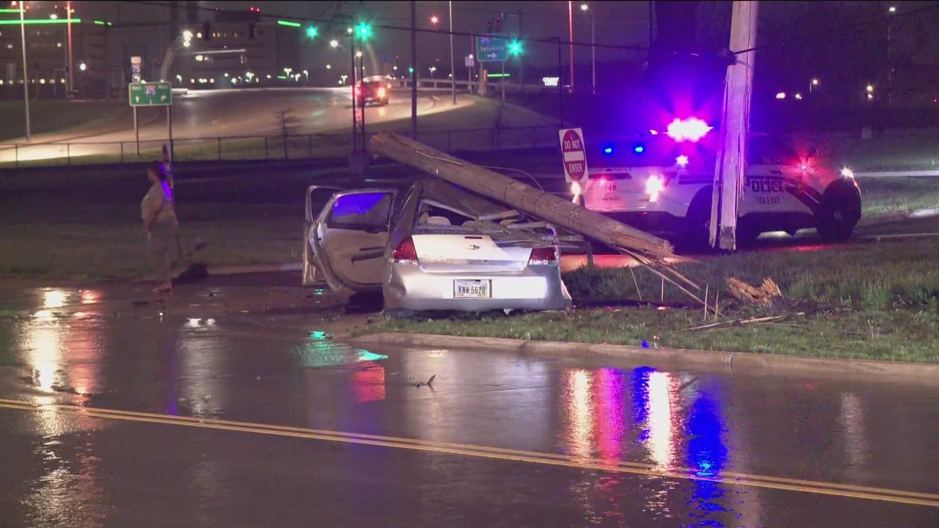 The incident caused a water overflow on Upton Avenue near the crash site.
