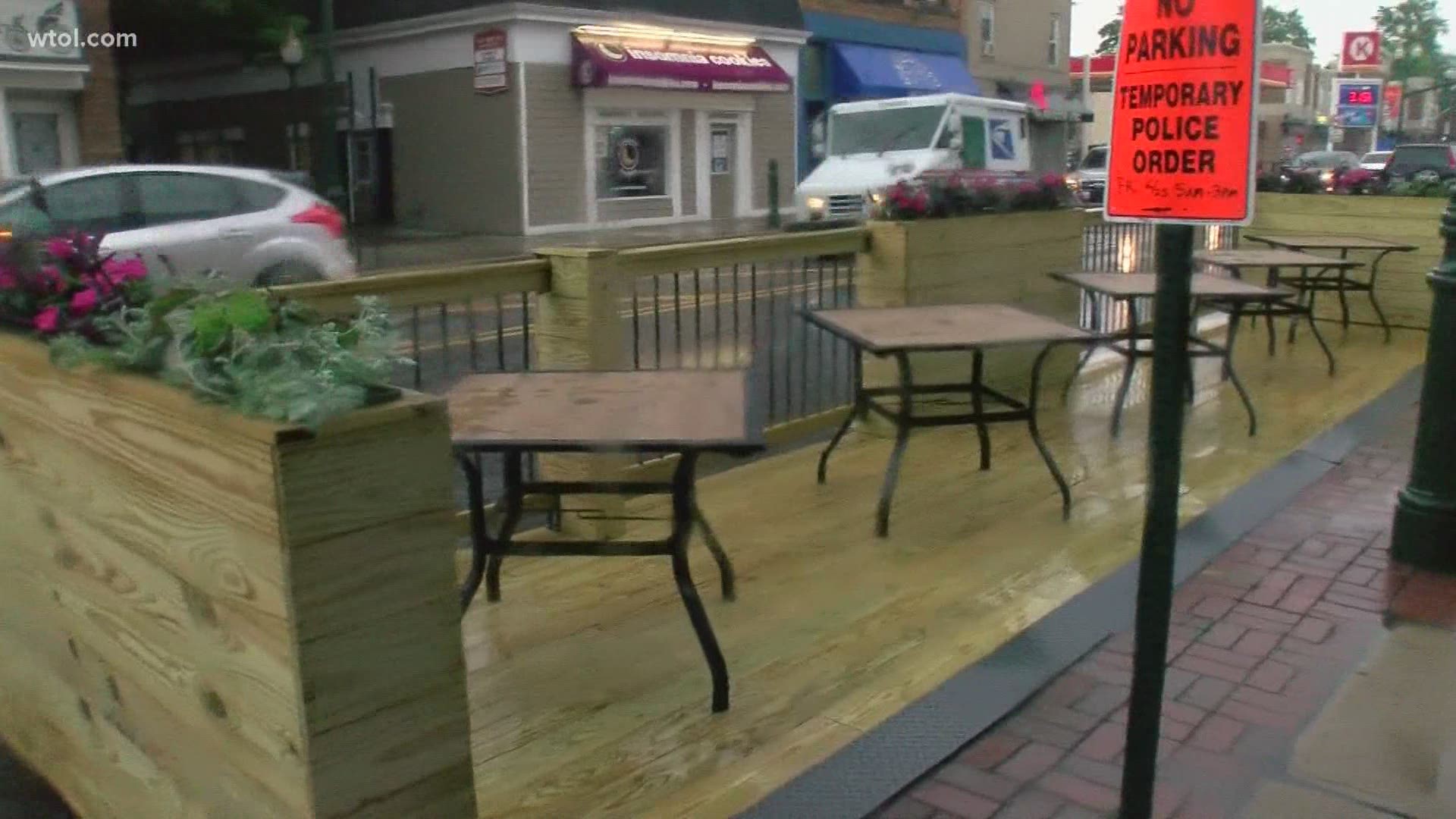 Parklets are on-street dining decks that convert a single parking space into usable space for businesses.