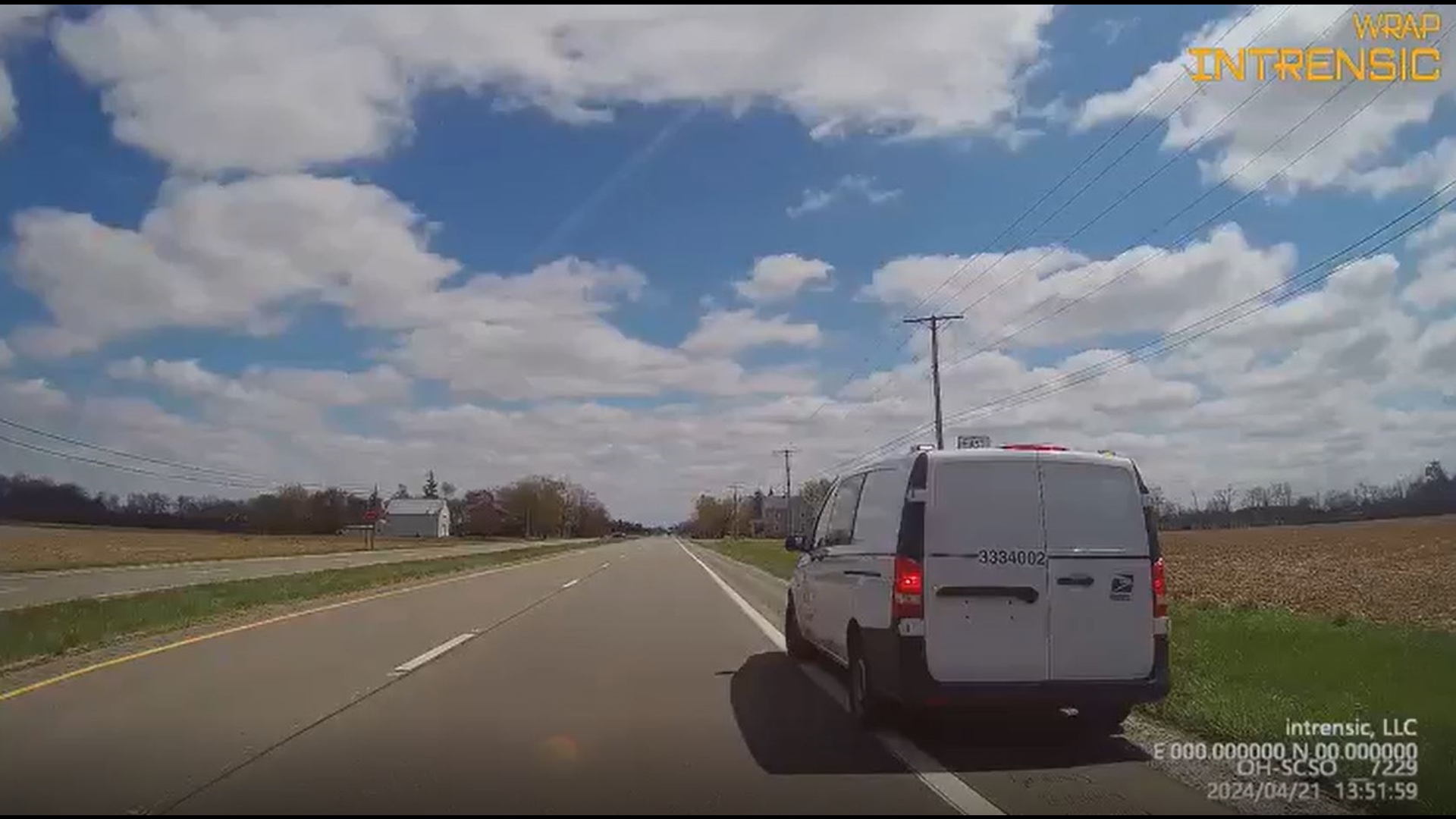 A Sandusky County Sheriff's deputy pulled over the USPS driver about five miles northwest of Fremont last month for going 40 mph over the U.S. 20 speed limit.