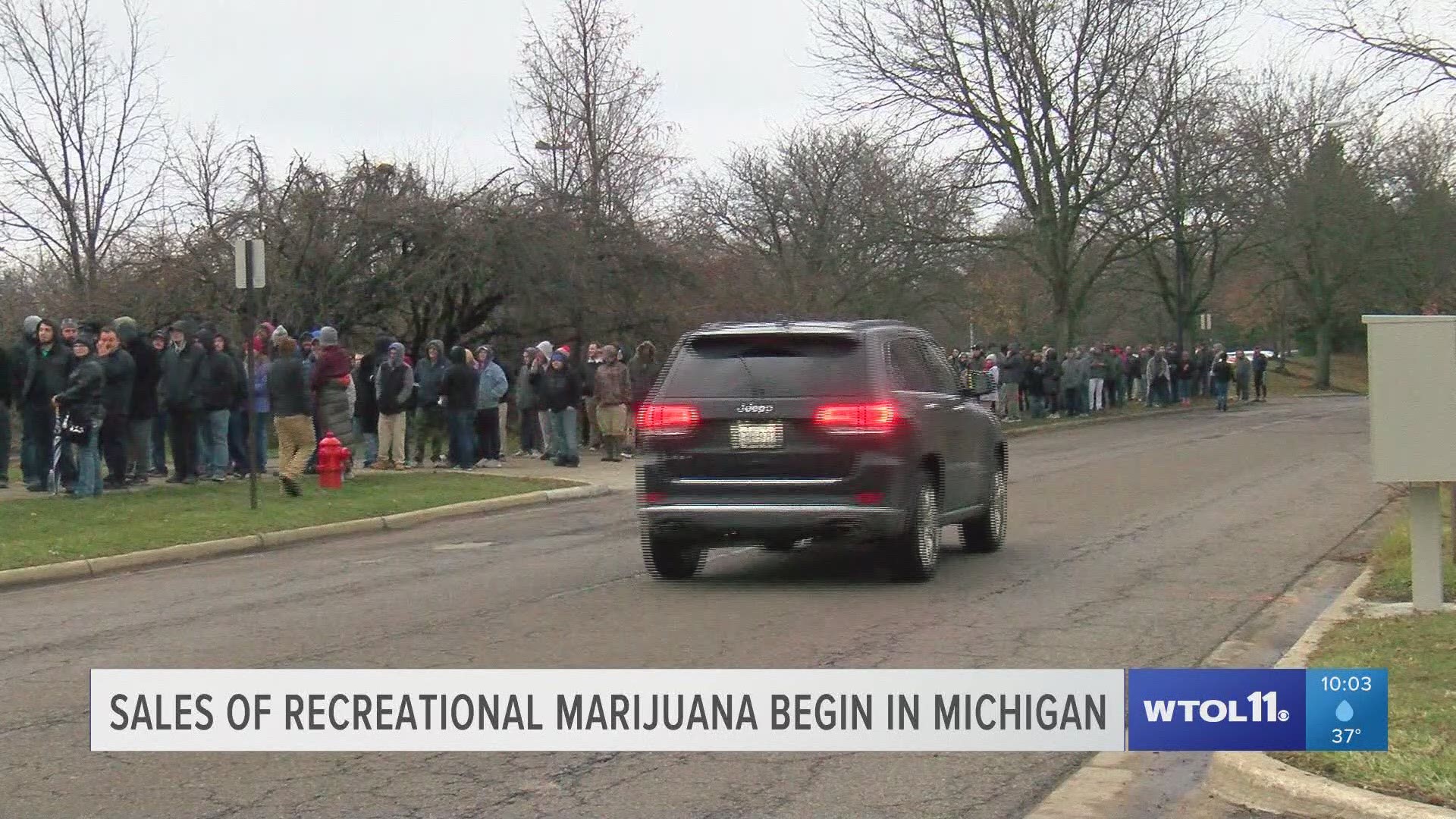 Thousands lined up to be the first customers to buy recreational marijuana in Ann Arbor, Michigan.