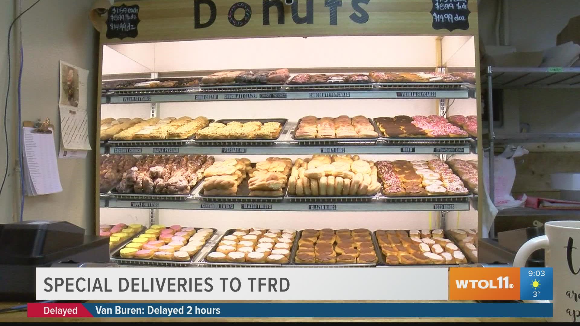 8 years after the death of two Toledo firefighters, Donuts were delivered to area fire departments Wednesday morning to help firefighters feel a sense of support.