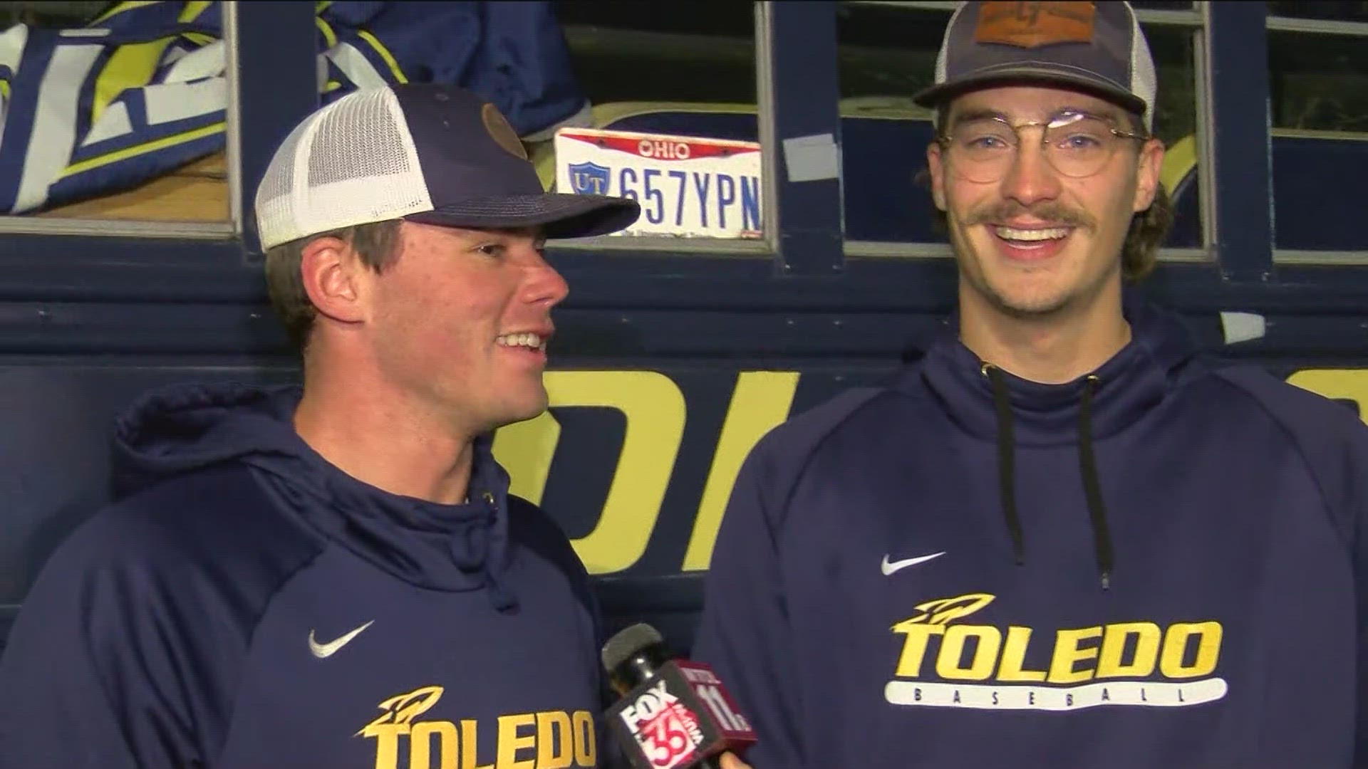 The University of Toledo baseball team joined the fun at the Downtown Gift Drop, lending a hand collecting donated toys.