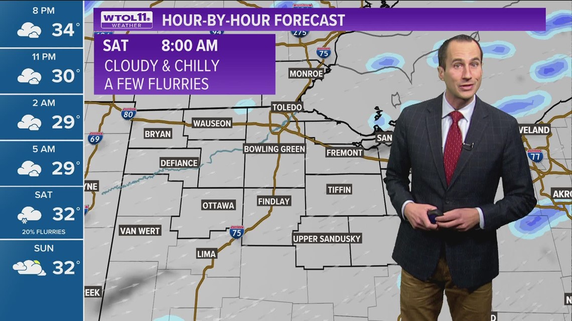 Chances of light snow showers Friday evening; weekend temps in low 30s ...