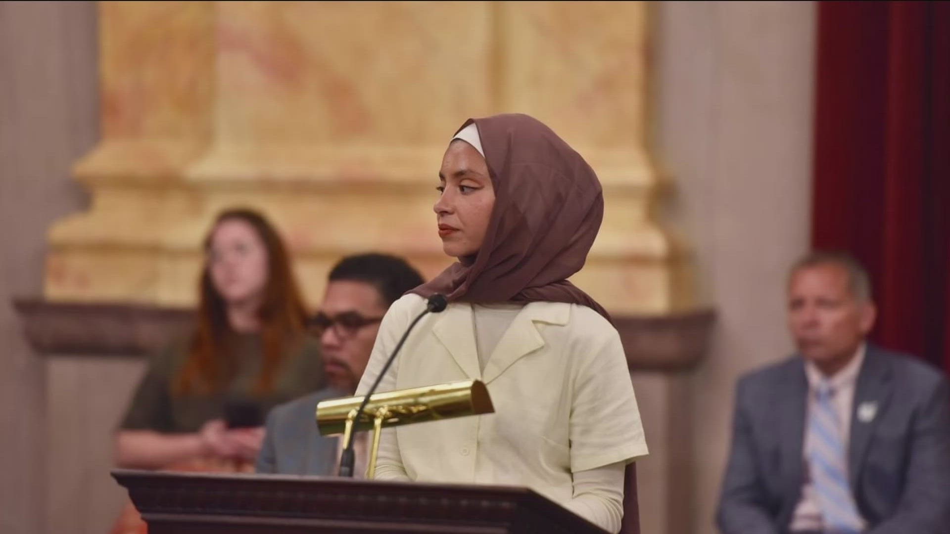 Noor Abukaram, who was disqualified from a race for wearing a hijab, said it was empowering to watch in person as Senate Bill 181 was unanimously approved.