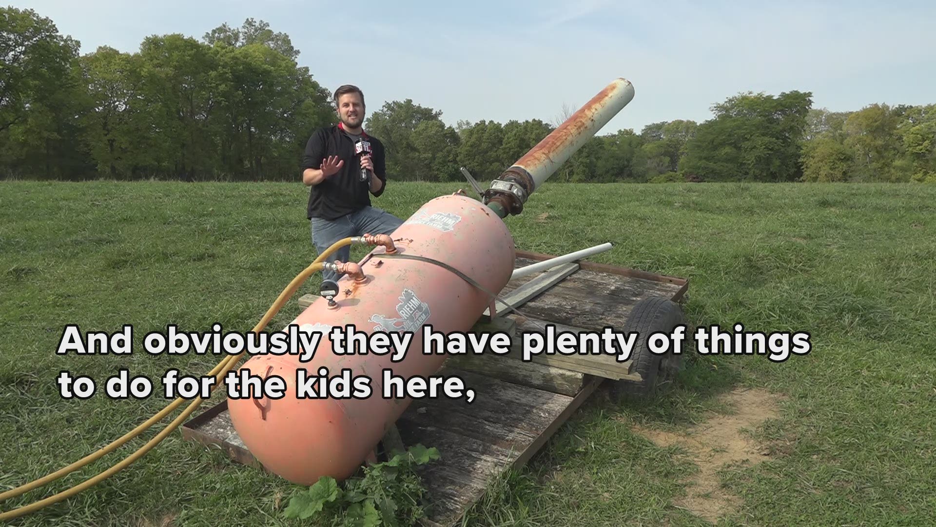 The Riehm's pumpkin cannon can launch a pumpkin over 500 yards