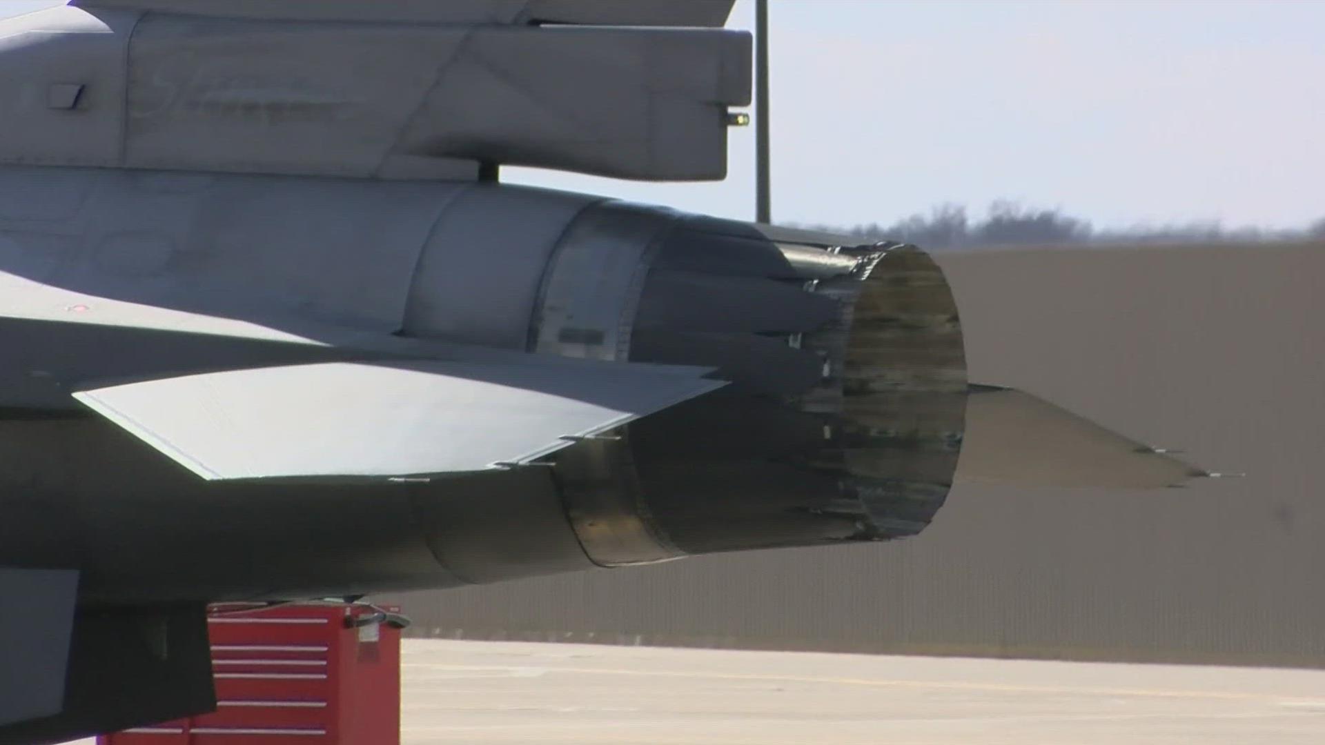 White Fuel Containers 180th Fighter Wing jet drops fuel tanks during in-air emergency | wtol.com