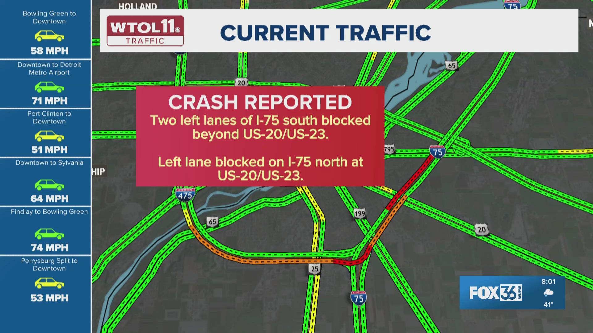 Crash causes major slowdown on I-75 in both directions in Wood County ...