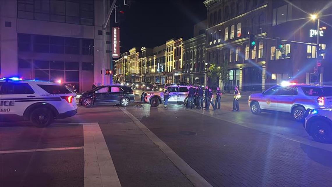 Multiple people, including pedestrian, injured in downtown Toledo crash