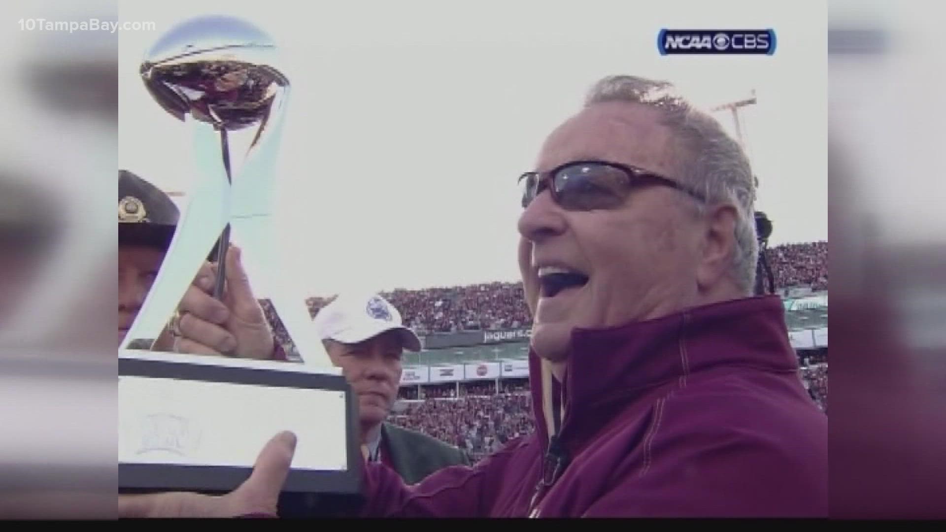The legendary football coach led the Seminoles to two national championships during his 34 years with the team.