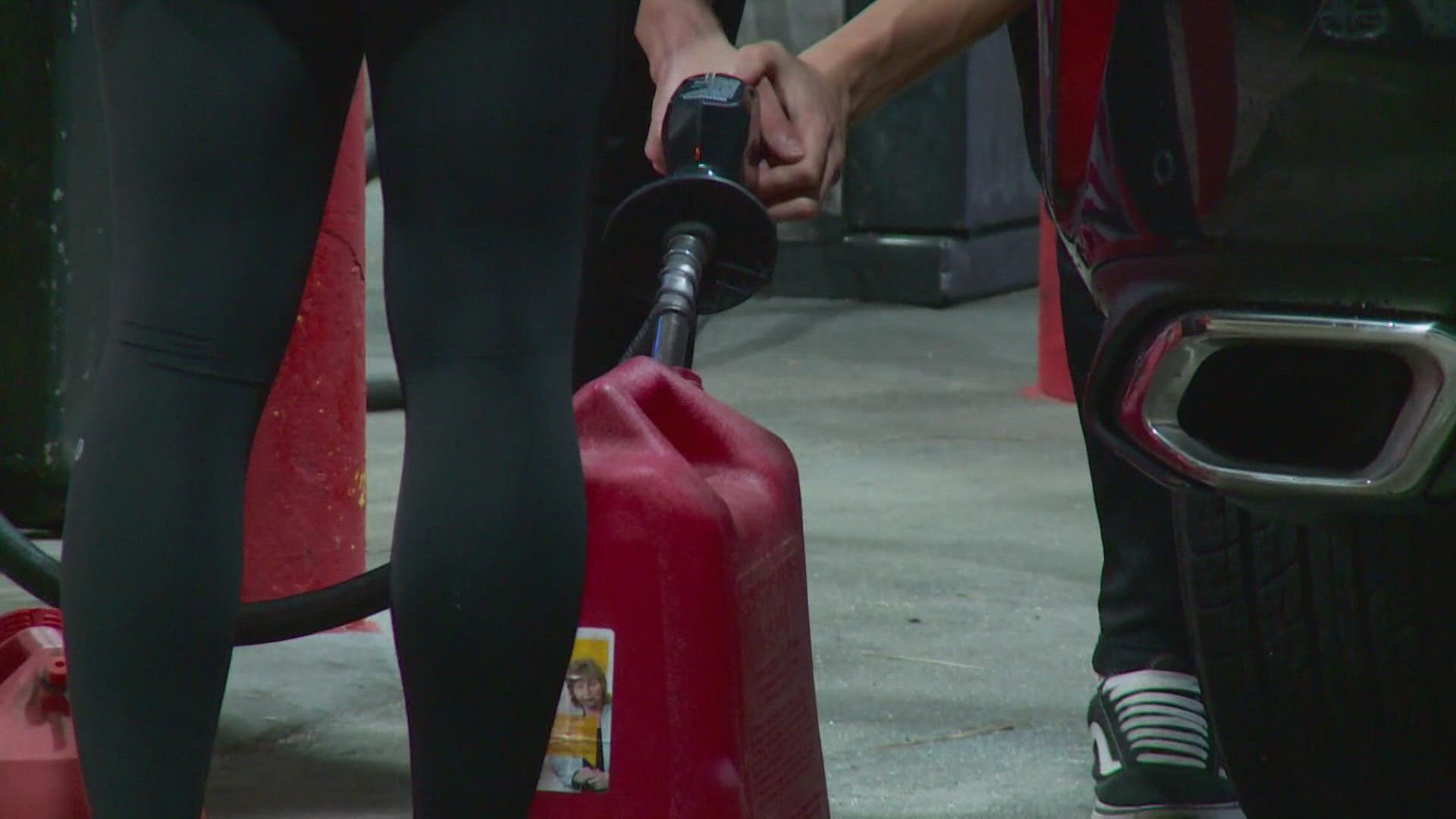 Everyone that is leaving ahead of the storm is filling up their cars in preparations but the lines at the gas stations have been long all day.