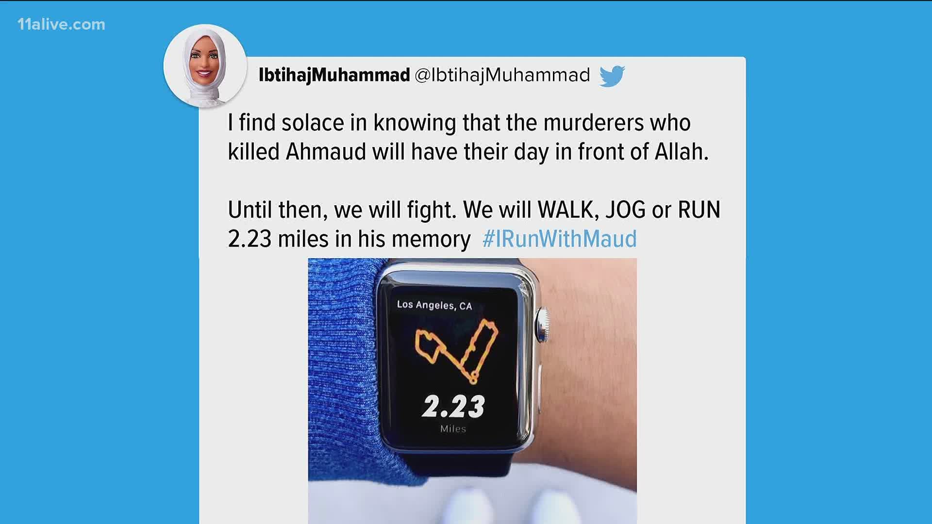 People are posting heartfelt tributes, some involving 2.23-mile runs. The number is in remembrance of the day Ahmaud Abery was shot and killed - Feb. 23.