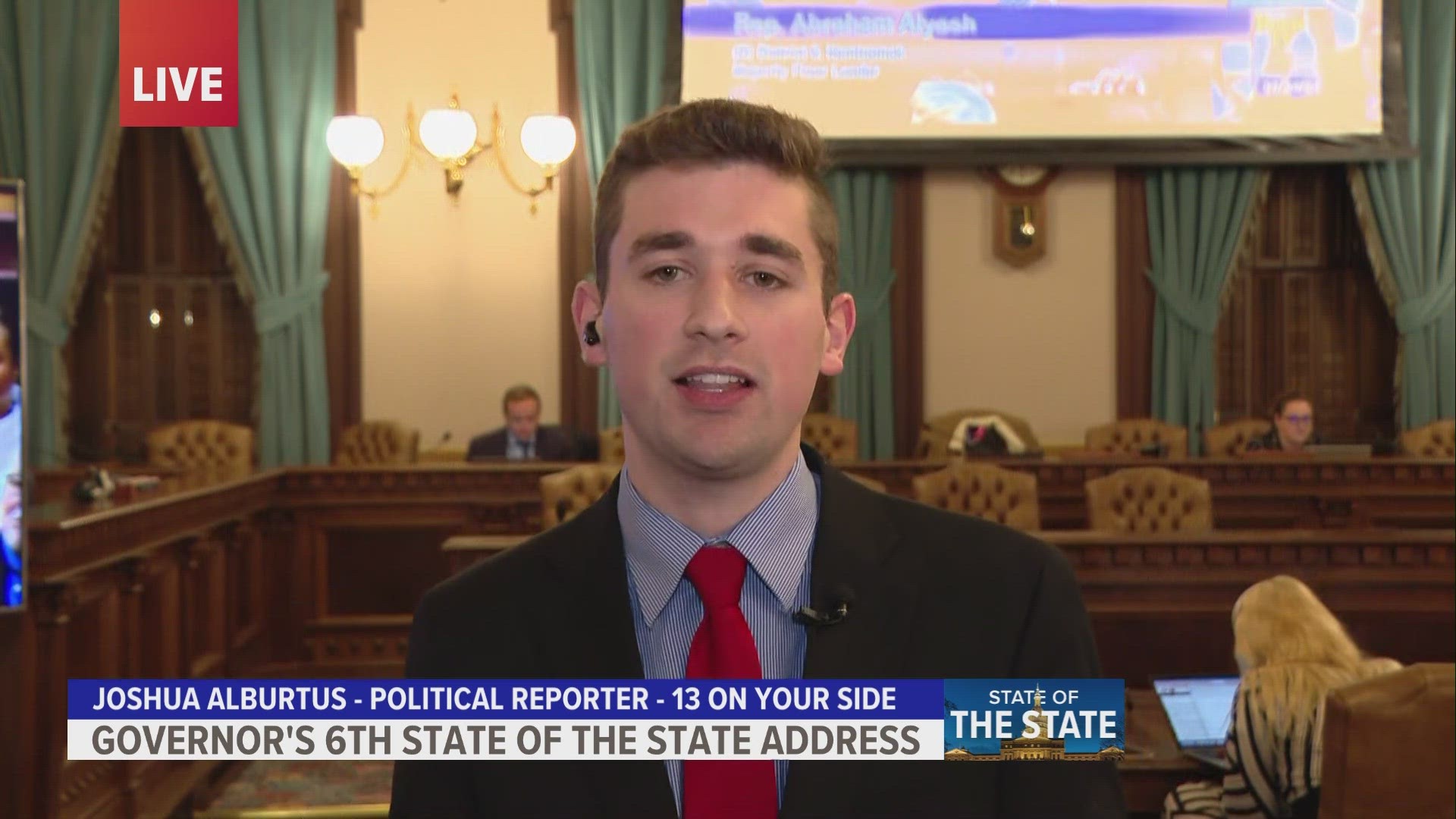 The State of the State Address will be delivered at 7 p.m. on Wednesday.