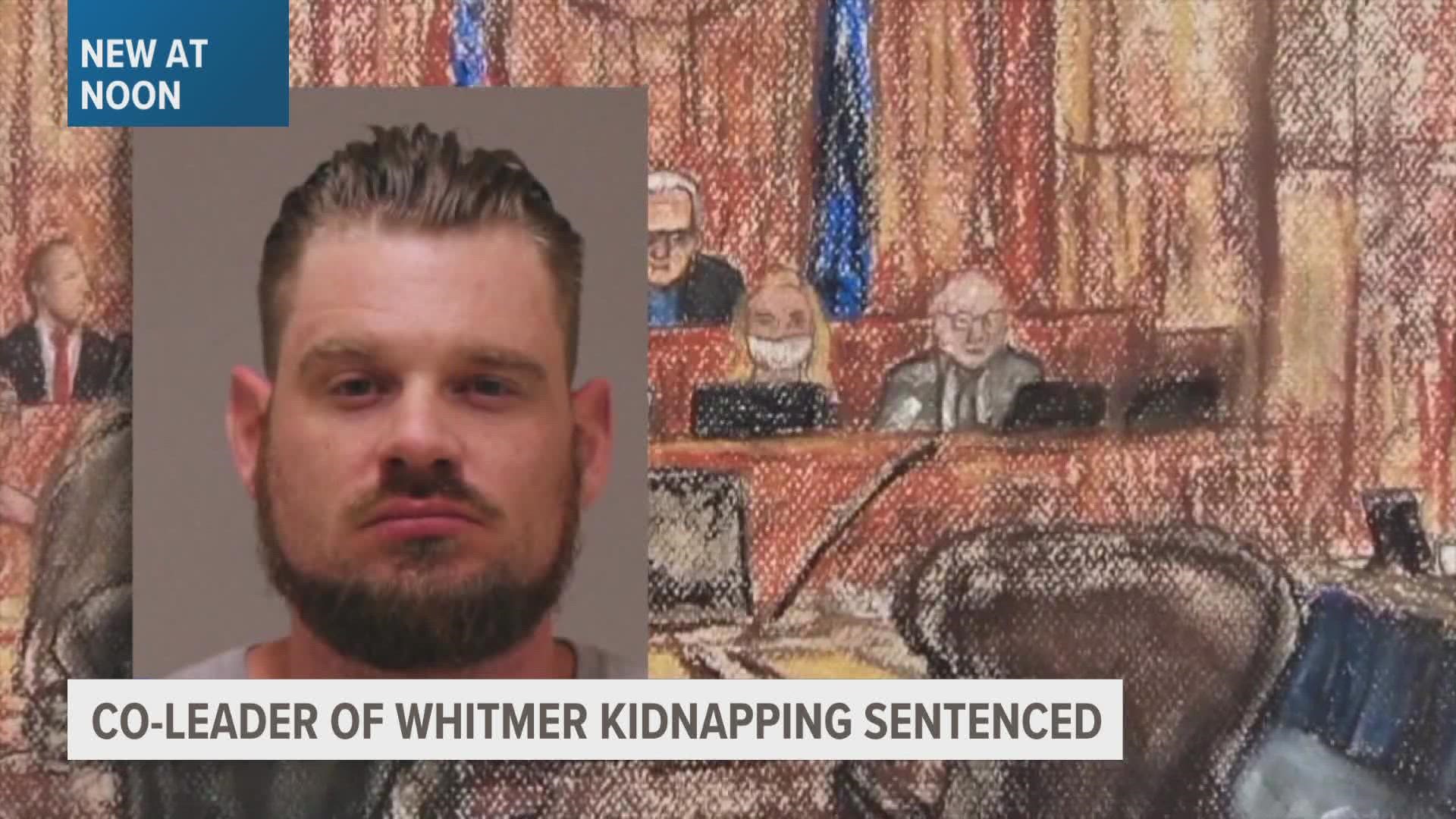 The co-leader of a plot to kidnap Michigan Gov. Gretchen Whitmer has been sentenced to 16 years in prison.