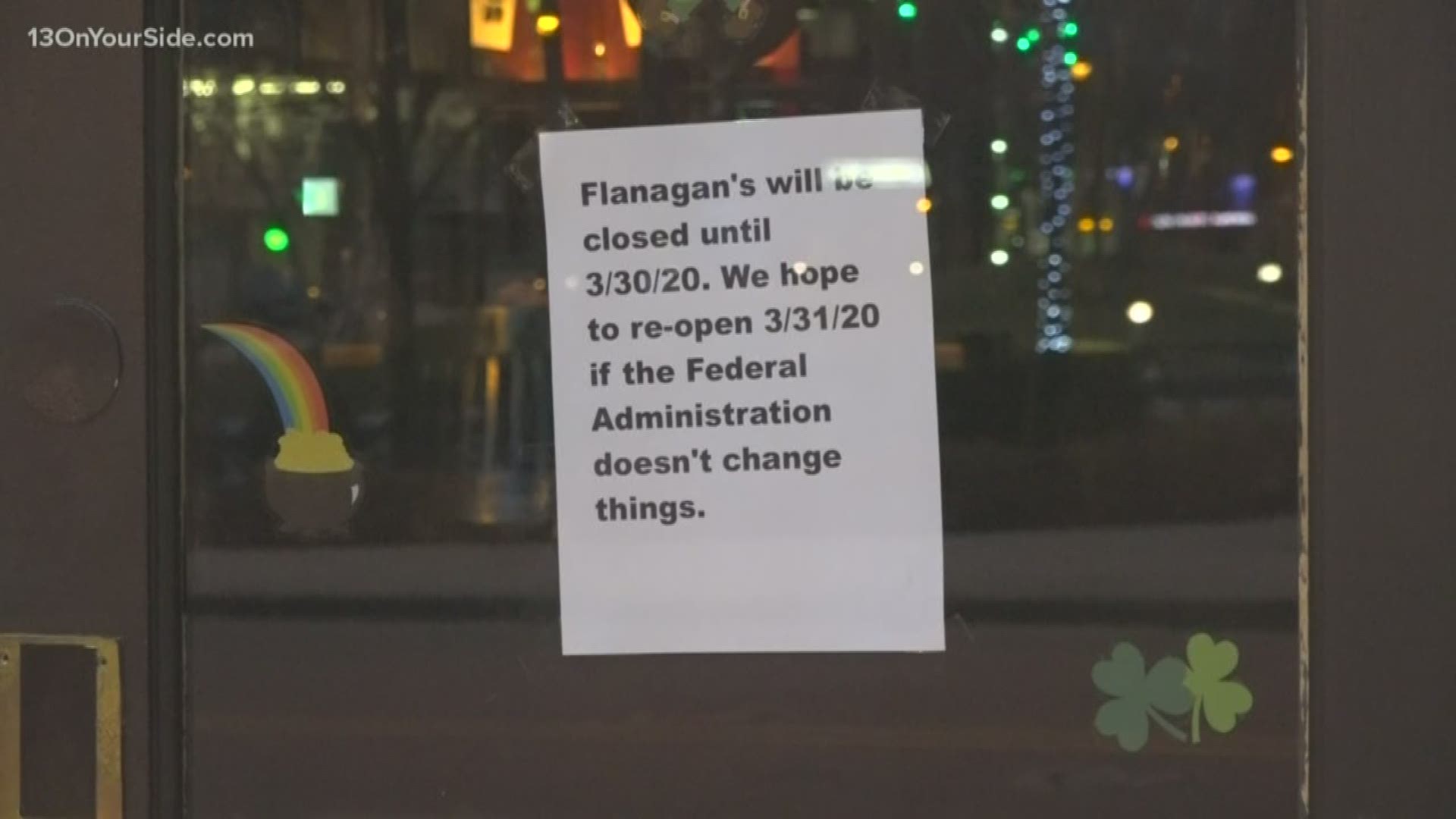 Gov. Gretchen Whitmer extended the closure of places of public accommodation until April 13 at 11:59 p.m. This includes bars, restaurants, gyms, theaters, and more.