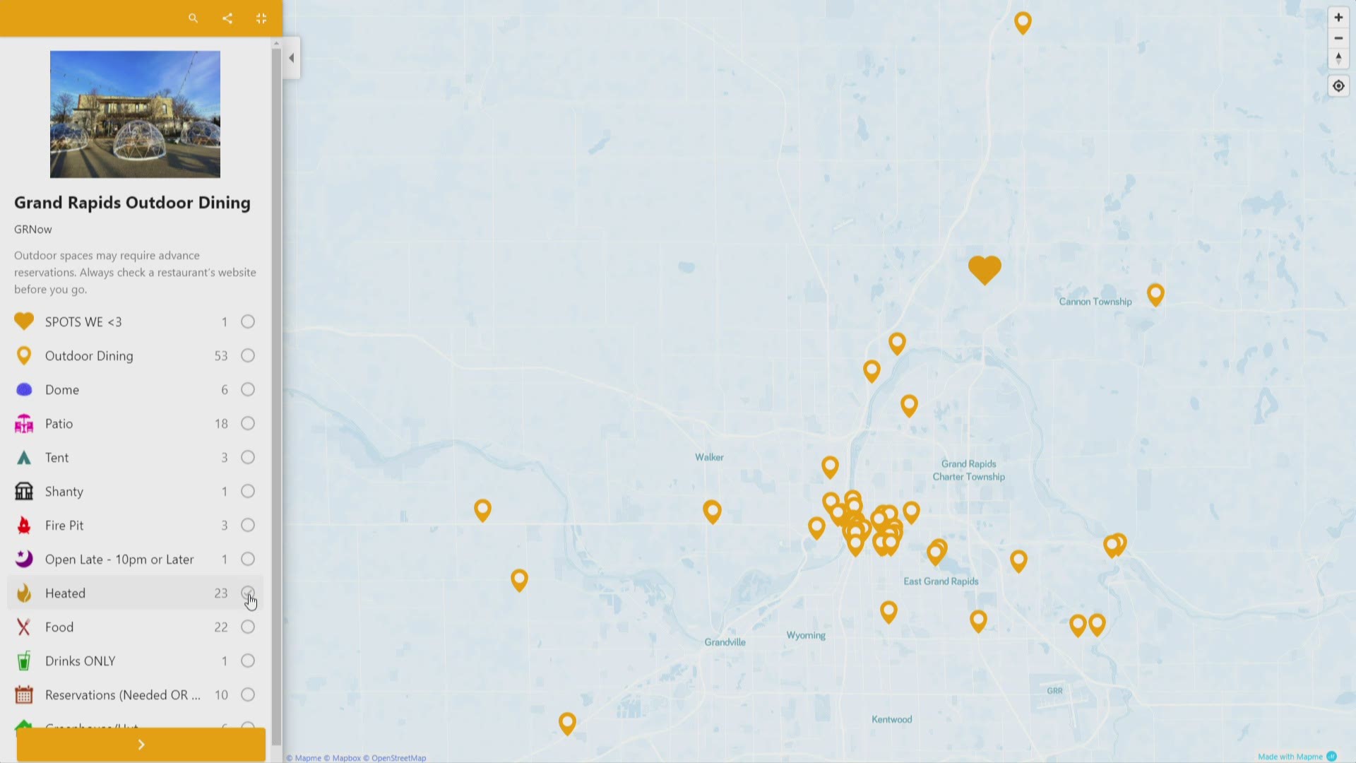 The new map shows you all the local businesses that have outdoor dining options while restrictions in Michigan continue.