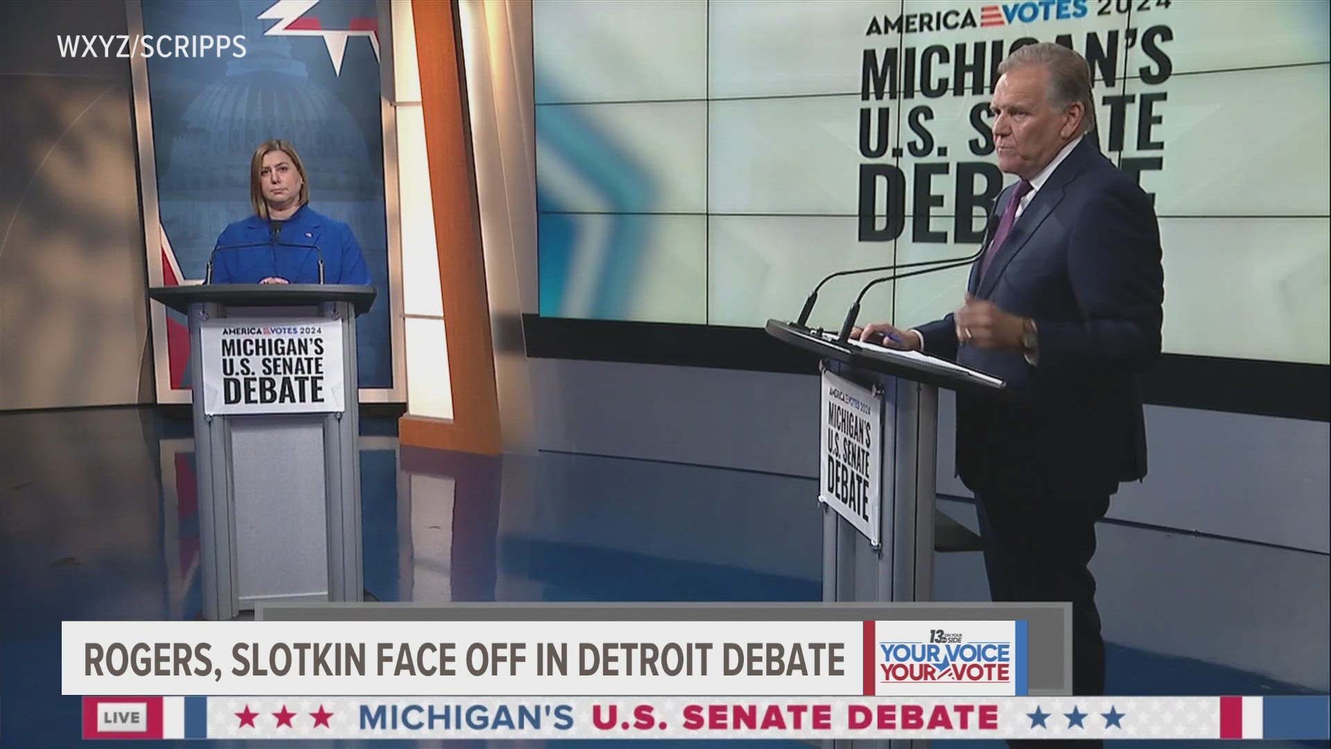 The two candidates debated in Detroit Monday night.